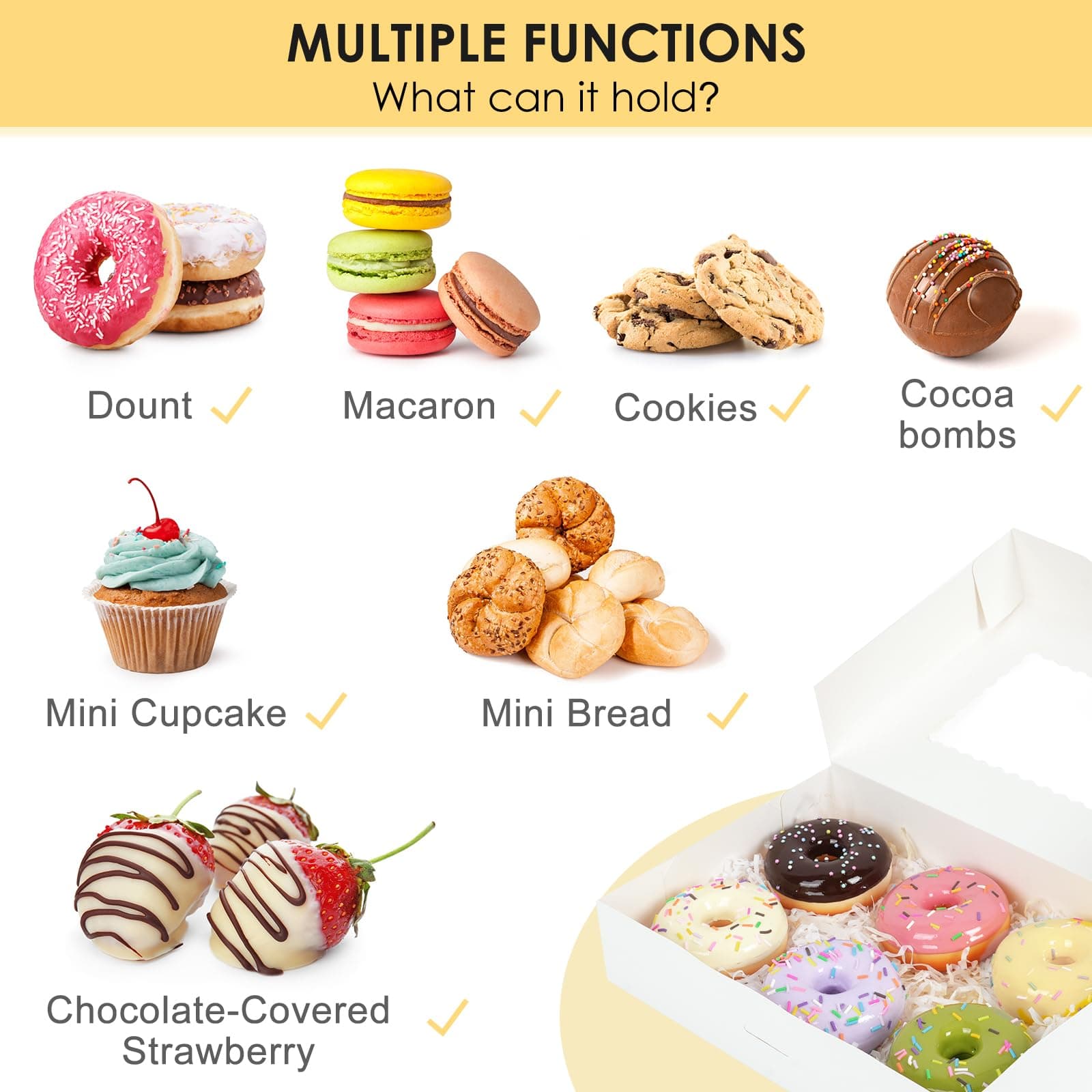 Moretoes 48pcs Bakery Boxes with 3 Style Window, 12x8x2.5 Inches Auto-Popup Cook - Thumbnail 5