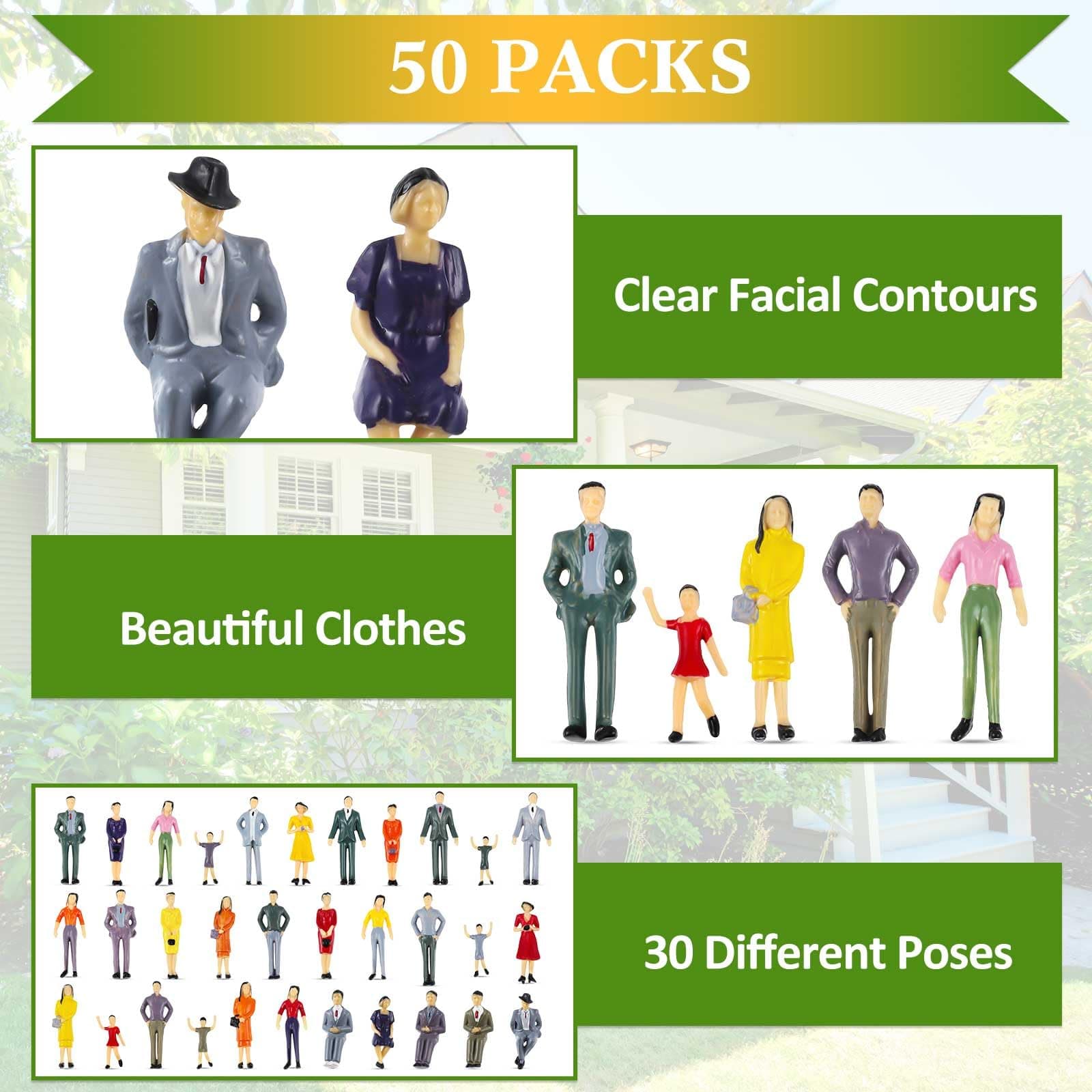 Harrycle 100 Pcs Mini People Figurines 1: 30 Scale Tiny People Model Miniature S - Thumbnail 4