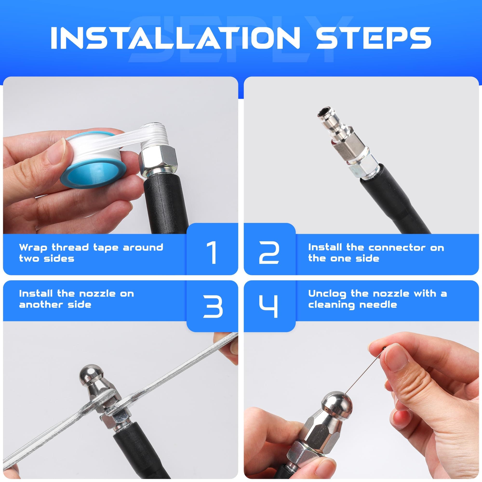 Sewer Jetter Kit for Pressure Washer 100 FT, Drain Cleaner Hose with Power Washe - Thumbnail 7