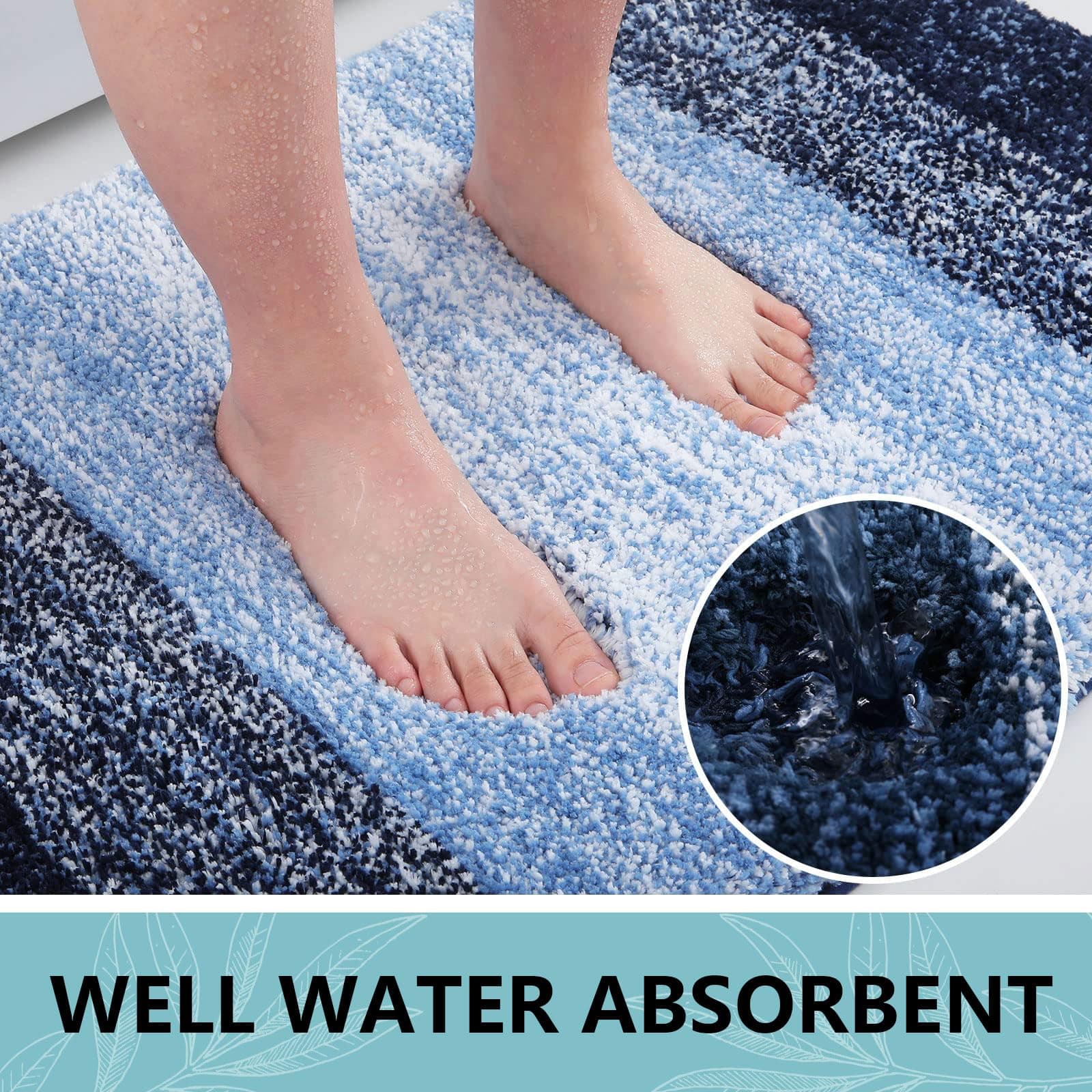 Arotive Microfiber Bathroom Rugs 3 Piece Toilet Lid Cover Shaggy Soft Absorbent - Thumbnail 3