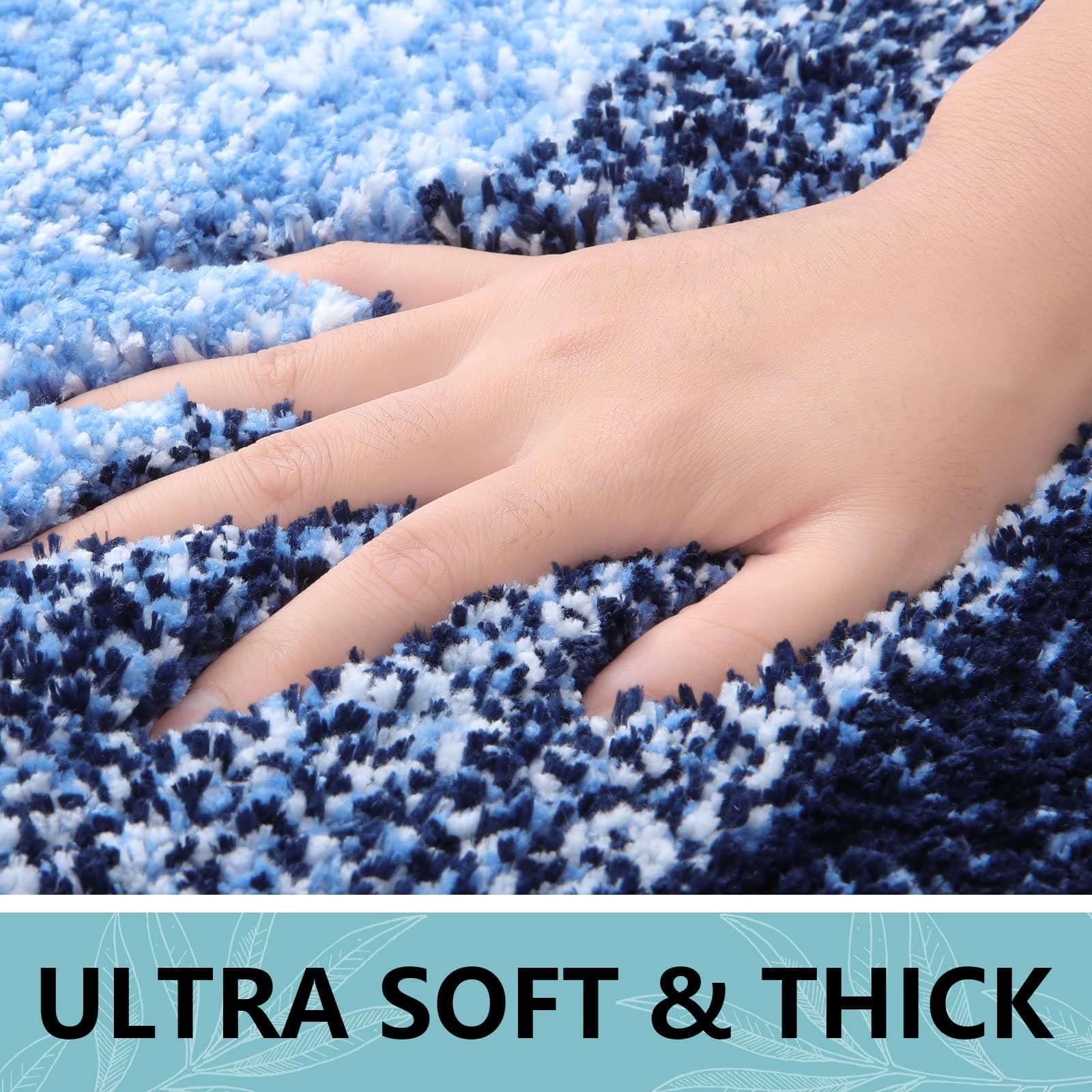 Arotive Microfiber Bathroom Rugs 3 Piece Toilet Lid Cover Shaggy Soft Absorbent - Thumbnail 4