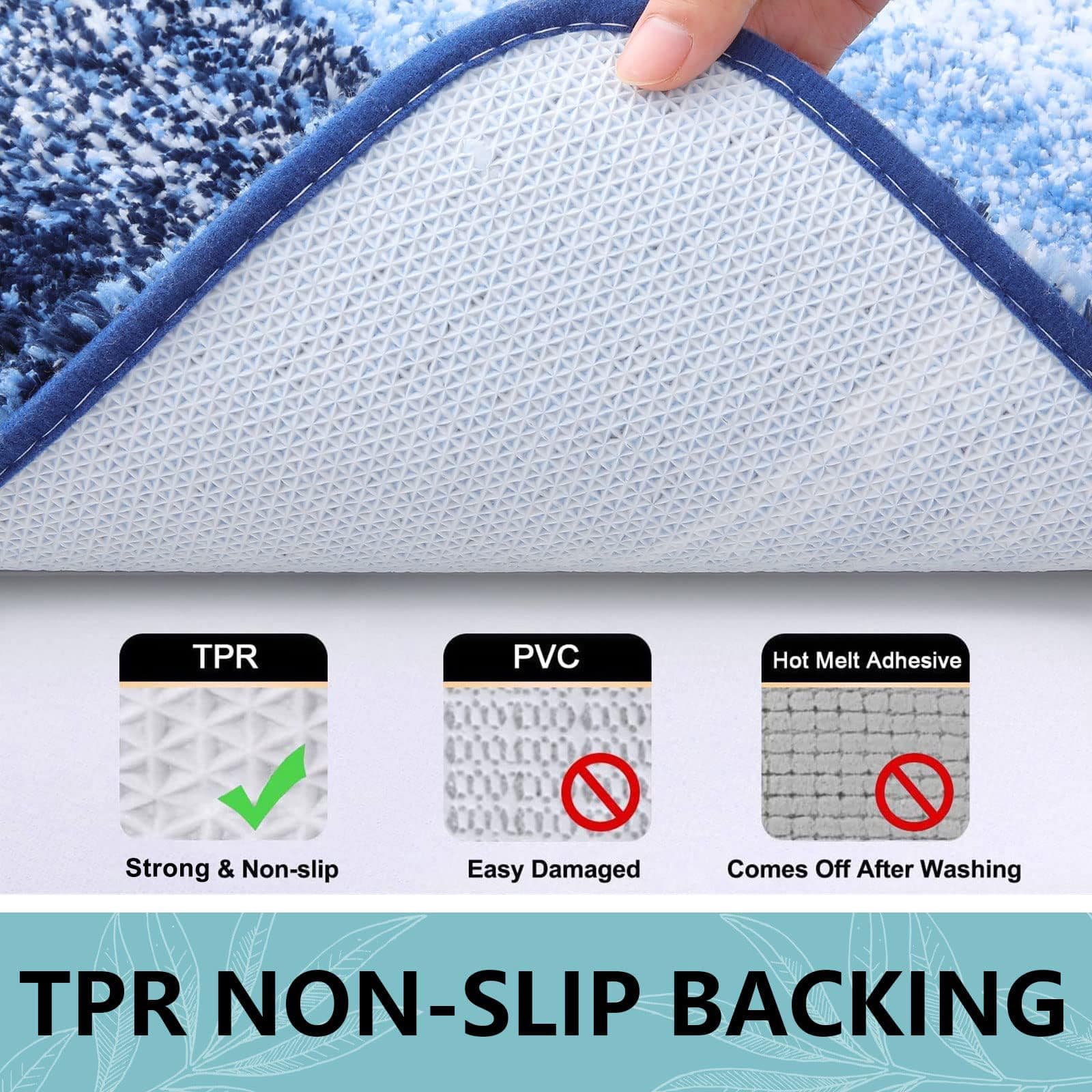 Arotive Microfiber Bathroom Rugs 3 Piece Toilet Lid Cover Shaggy Soft Absorbent - Thumbnail 5