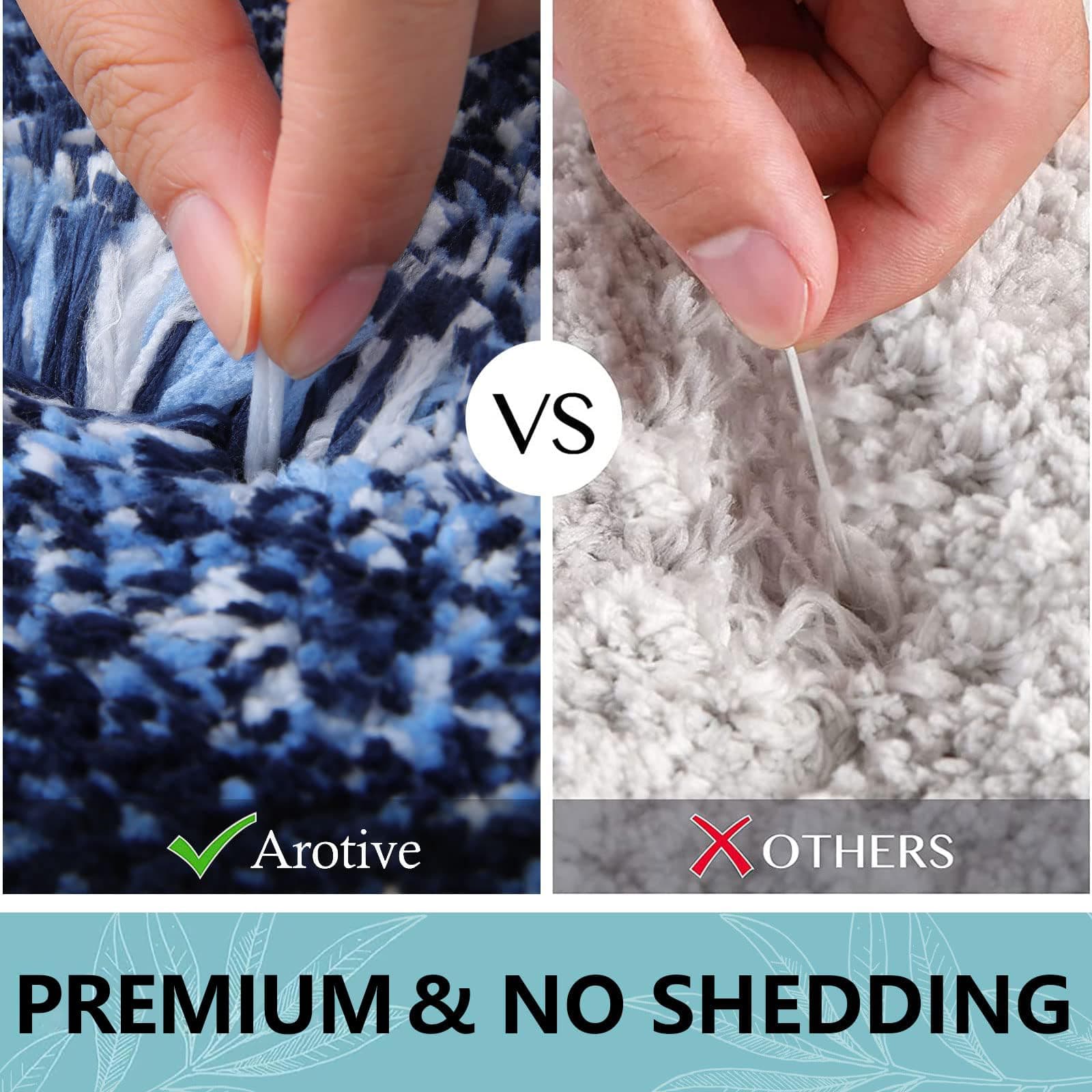Arotive Microfiber Bathroom Rugs 3 Piece Toilet Lid Cover Shaggy Soft Absorbent - Thumbnail 6