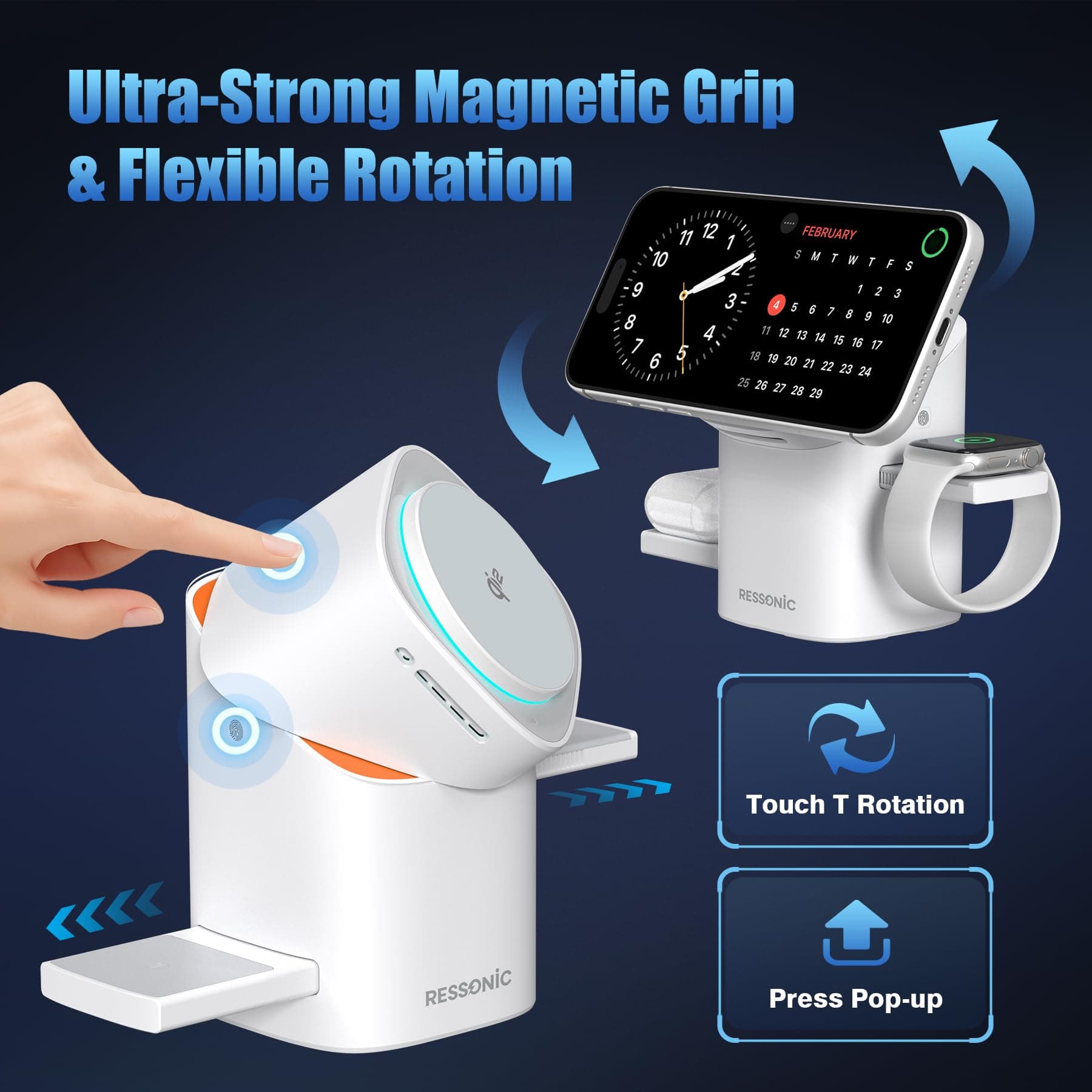3 in 1 Wireless Charging Station for iPhone 17/16/15/14/13/12 Pro Max, Qi 2 Cert - Thumbnail 5
