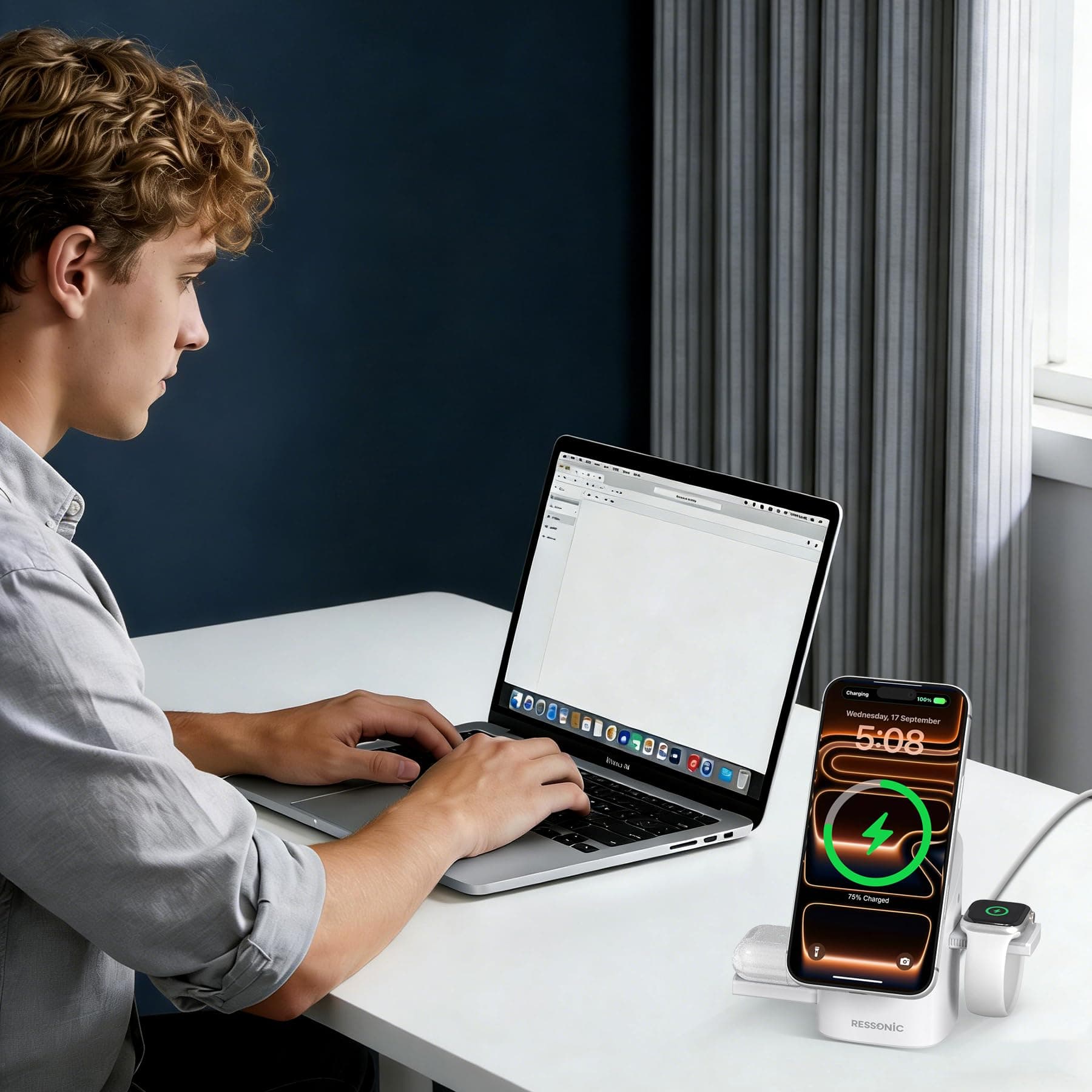 3 in 1 Wireless Charging Station for iPhone 17/16/15/14/13/12 Pro Max, Qi 2 Cert - Thumbnail 7