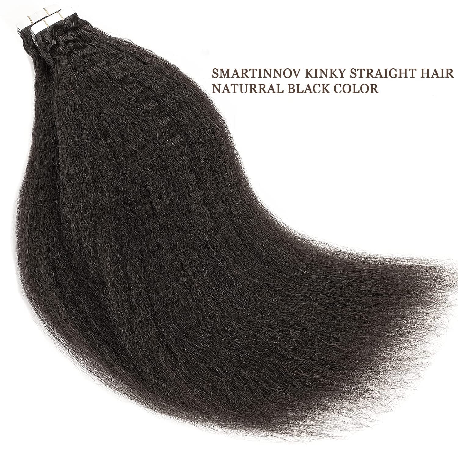 Invisible Hair Extension Tape 20in Human Hair Kinky Straight Double Sided Afro K - Thumbnail 2
