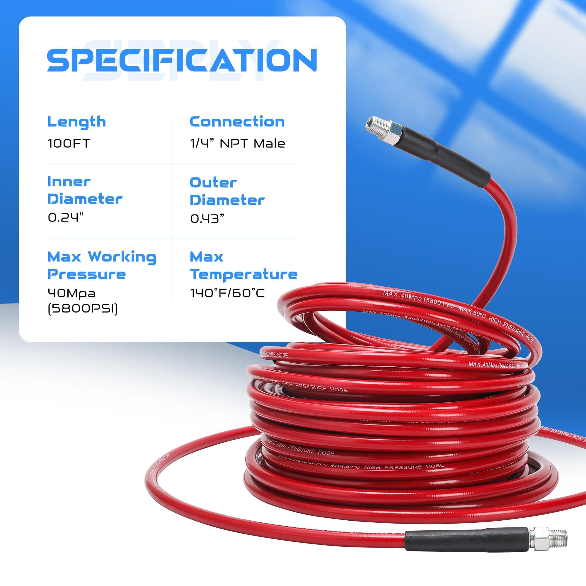 Sewer Jetter Kit for Pressure Washer 100 FT, Drain Cleaner Hose with Power Washe - Thumbnail 8