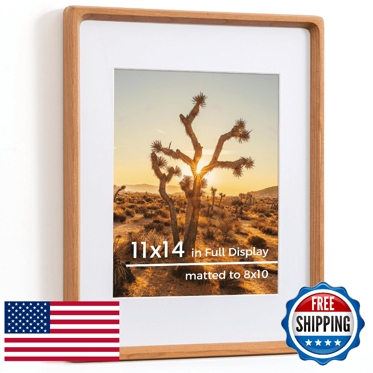 RICHFOCUS 11x14 Picture Frame USA-Sourced Natural Cherry Solid Wood Photo Frame - Image 1