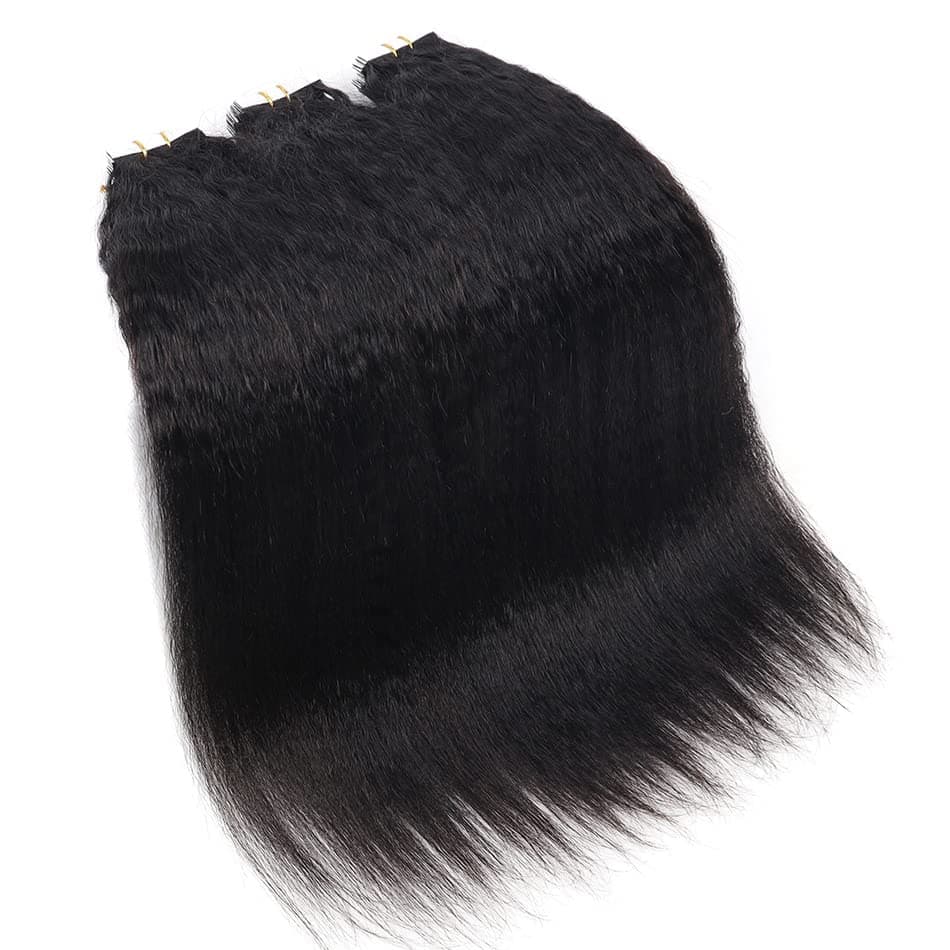 Invisible Hair Extension Tape 20in Human Hair Kinky Straight Double Sided Afro K - Thumbnail 8