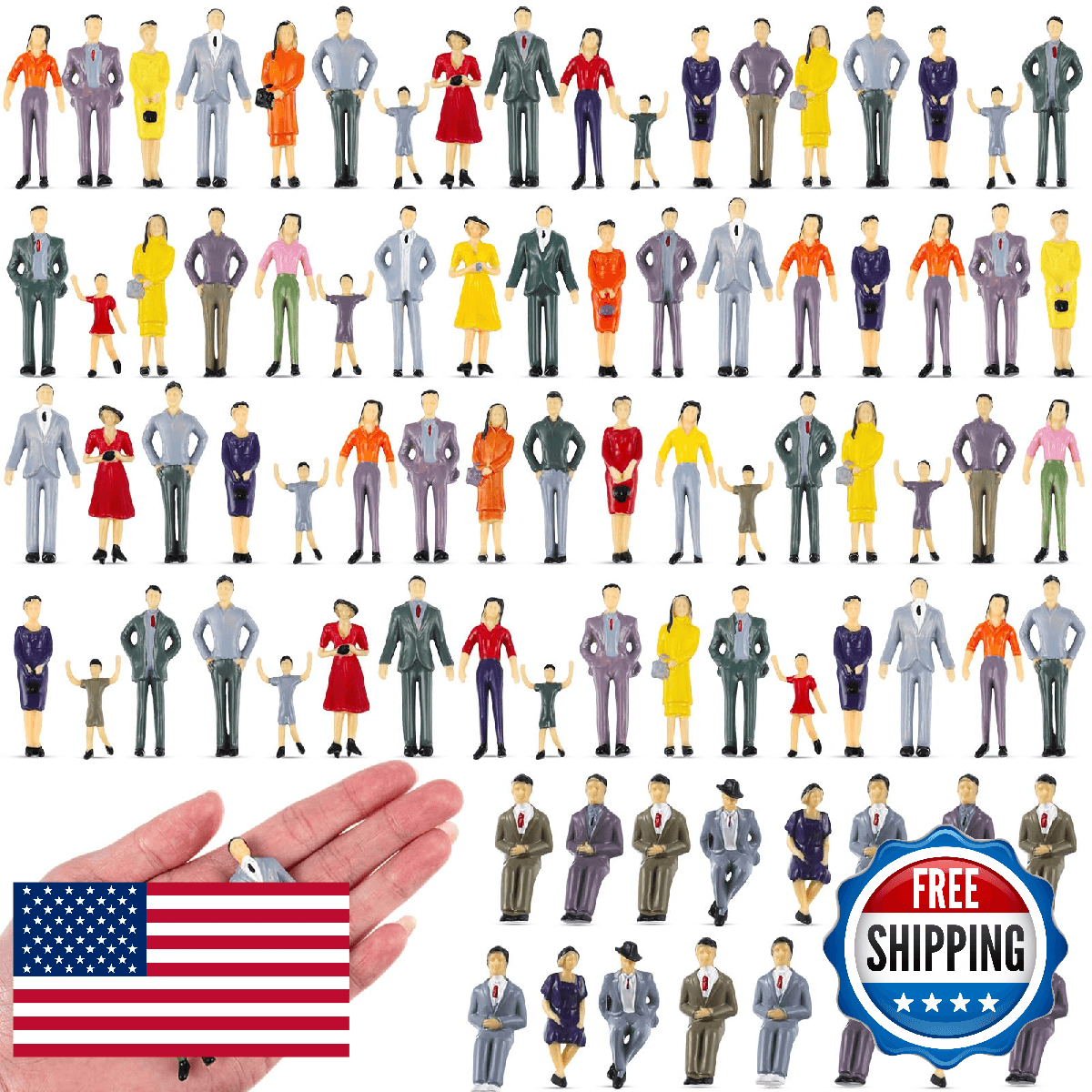 Harrycle 100 Pcs Mini People Figurines 1: 30 Scale Tiny People Model Miniature S - Image 1