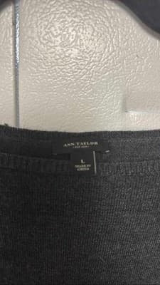 Ann Taylor Sweater Dress Gray Black Block Fit & Flare Crew Neck L - Thumbnail 2
