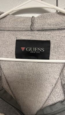GUESS Jeans Full Zip Hoodie Womens Gray 1981 Distressed Sweatshirt - Thumbnail 2