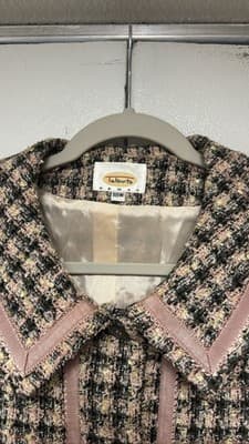 Talbots Plus 18W Tweed Plaid Blazer Pink Trim Career - Thumbnail 2