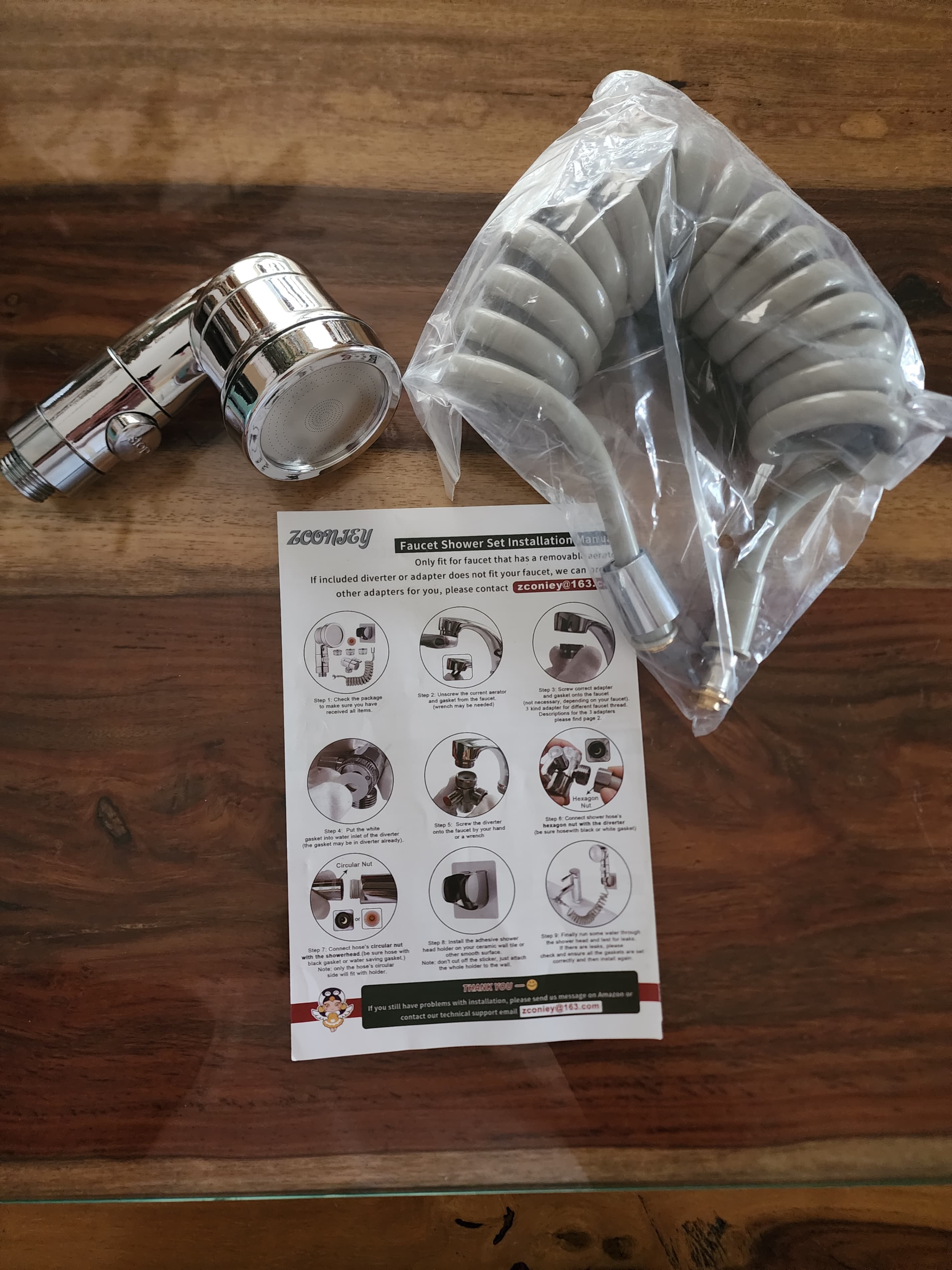 Zconey Faucet Shower Set with Hose and Installation Guide - Image 1