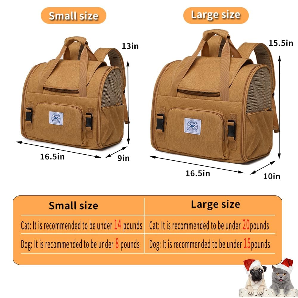 Pet Backpack Carrier for Small Dogs Medium Cats, Puppies,Breathable and Collapsi - Thumbnail 2