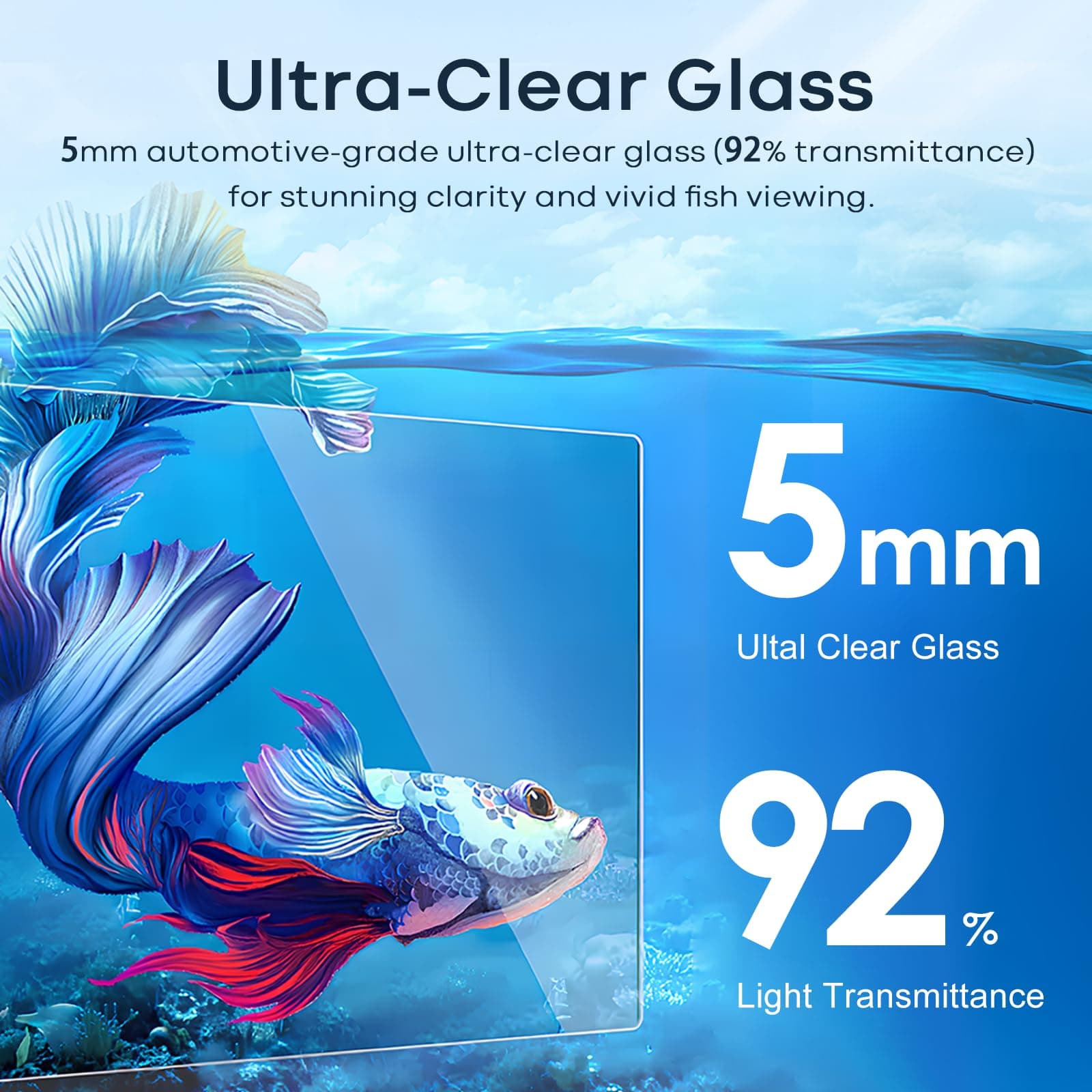 3 Gallon Glass Fish Tank Cube, Small Aquarium Fish Bowl for Betta Goldfish Snail - Thumbnail 3