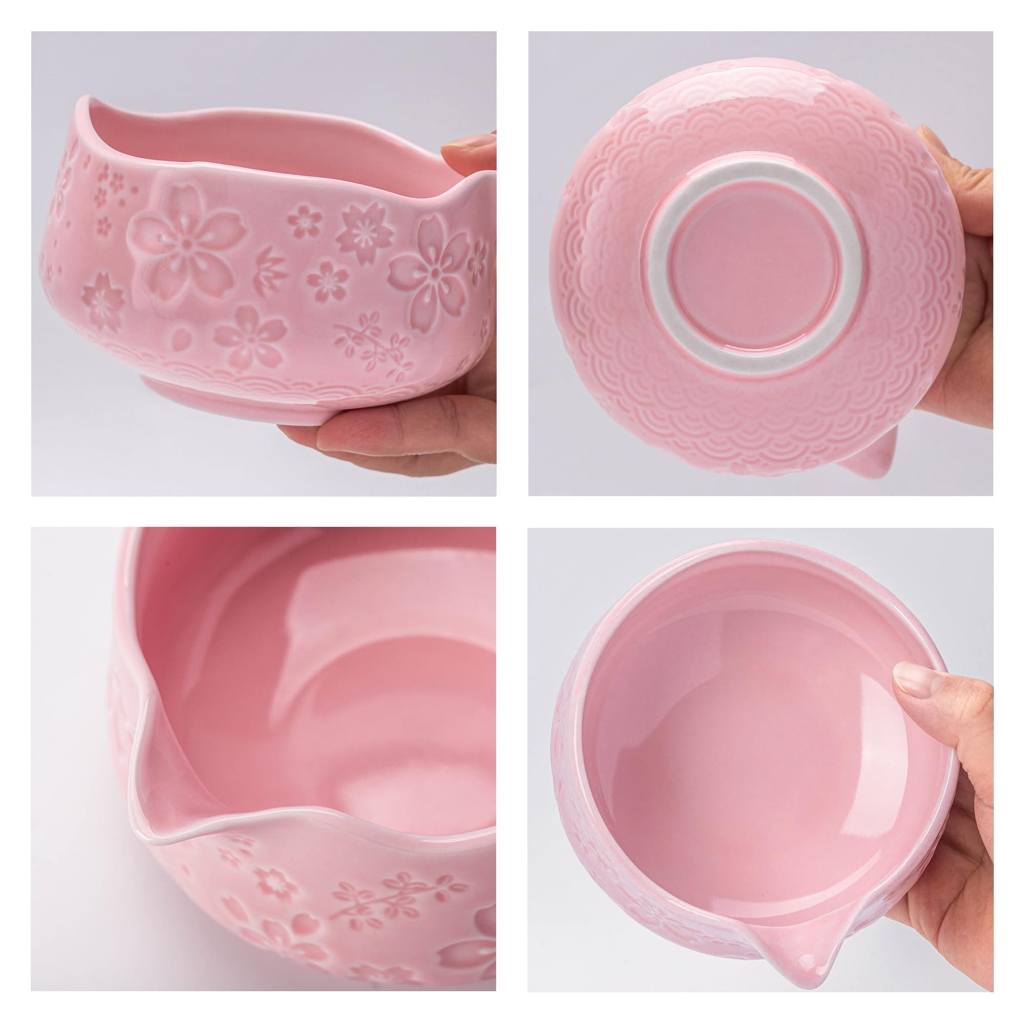 TEANAGOO 7-PCS Pink Matcha Whisk Set with Cherry Blossom Design, Complete Ceremo - Thumbnail 4