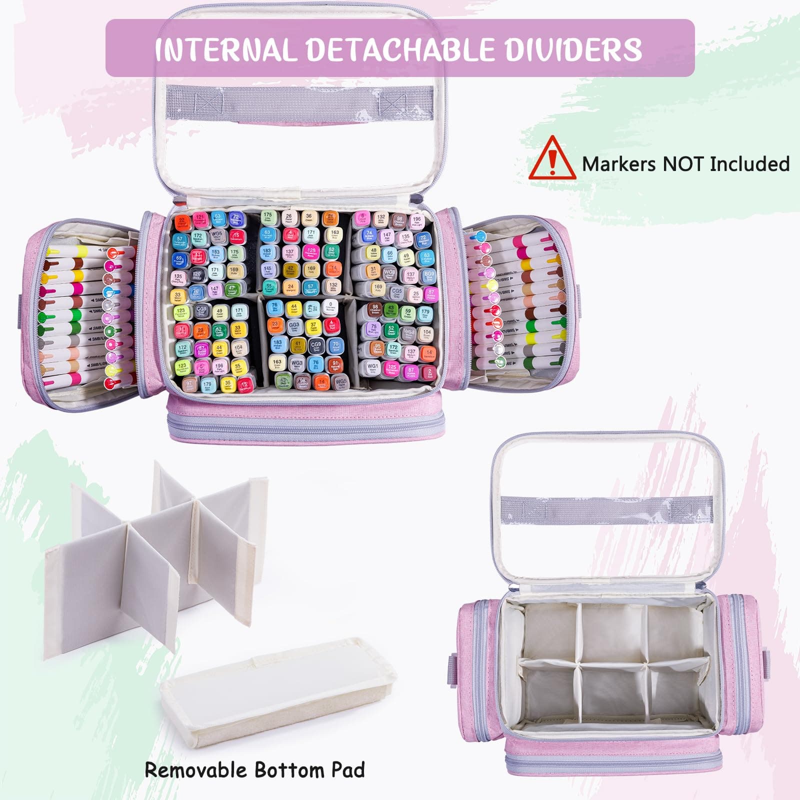 APOFFICE Marker Storage Organizer Case for 180–300 Markers – Large Marker Holder - Thumbnail 3