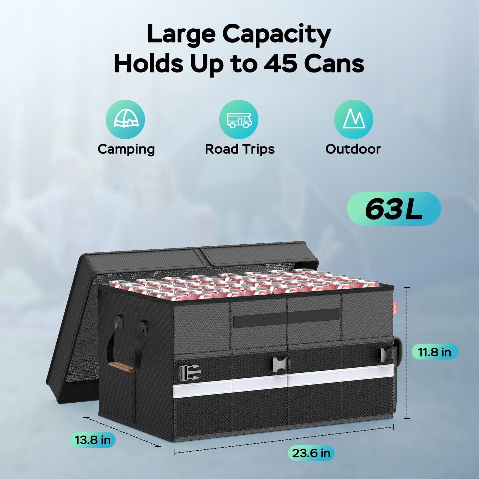 Cooler Bag – Soft Travel Cooler Holds 45 Cans, Stays Cold for 8H & Warm for 6H – - Thumbnail 9