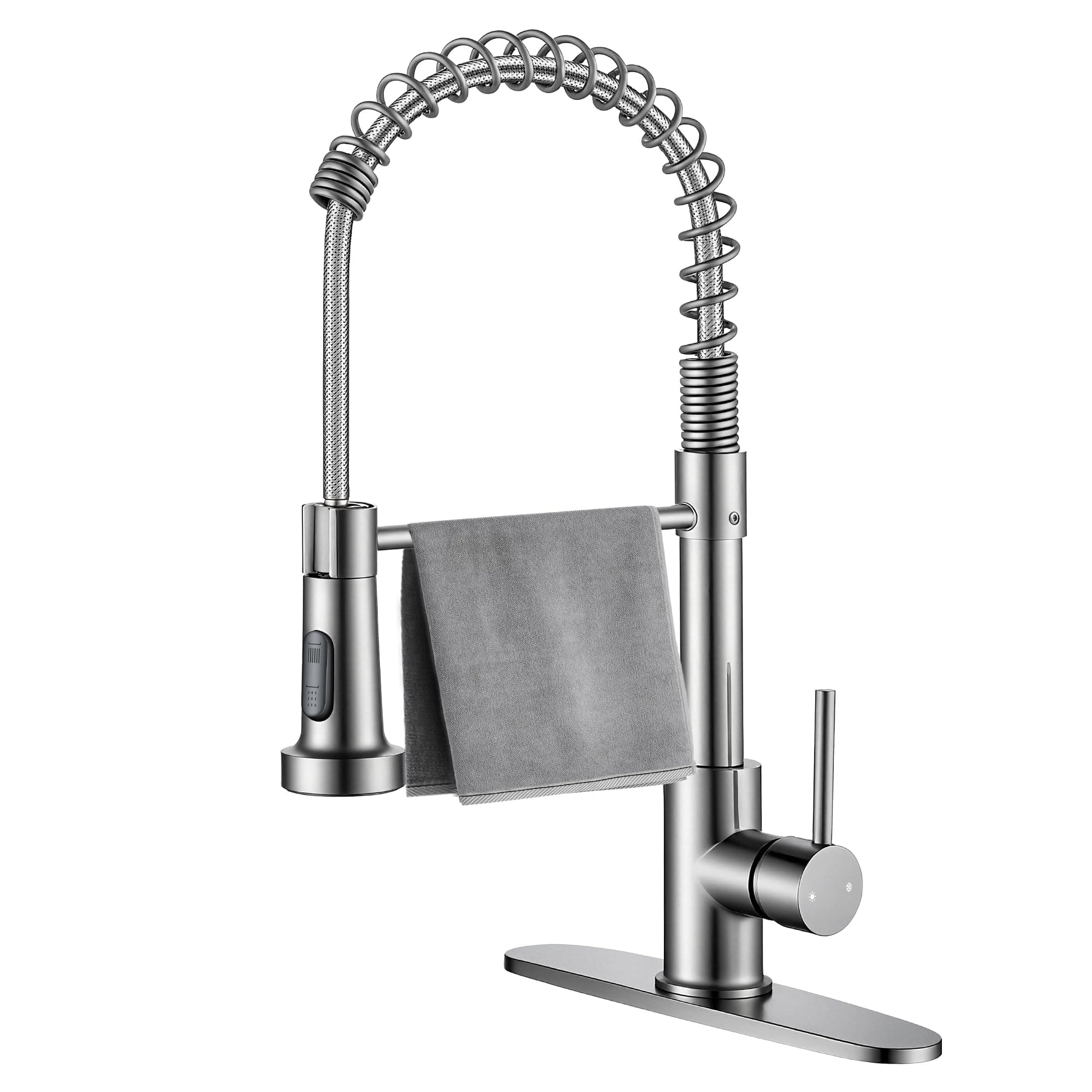 Durable Kitchen Sink Faucet Sprayer 360° Rotatable Commercial Pull Out Brushed N - Image 1