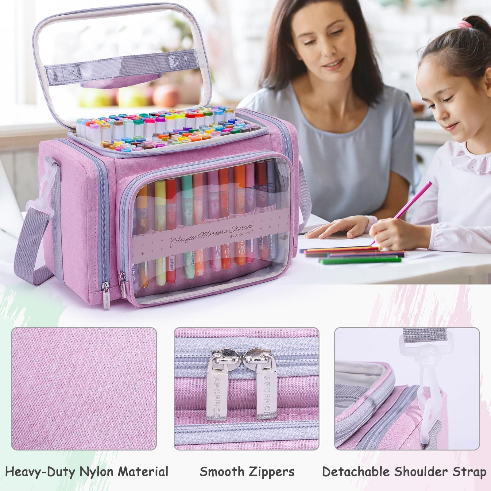 APOFFICE Marker Storage Organizer Case for 180–300 Markers – Large Marker Holder - Thumbnail 5