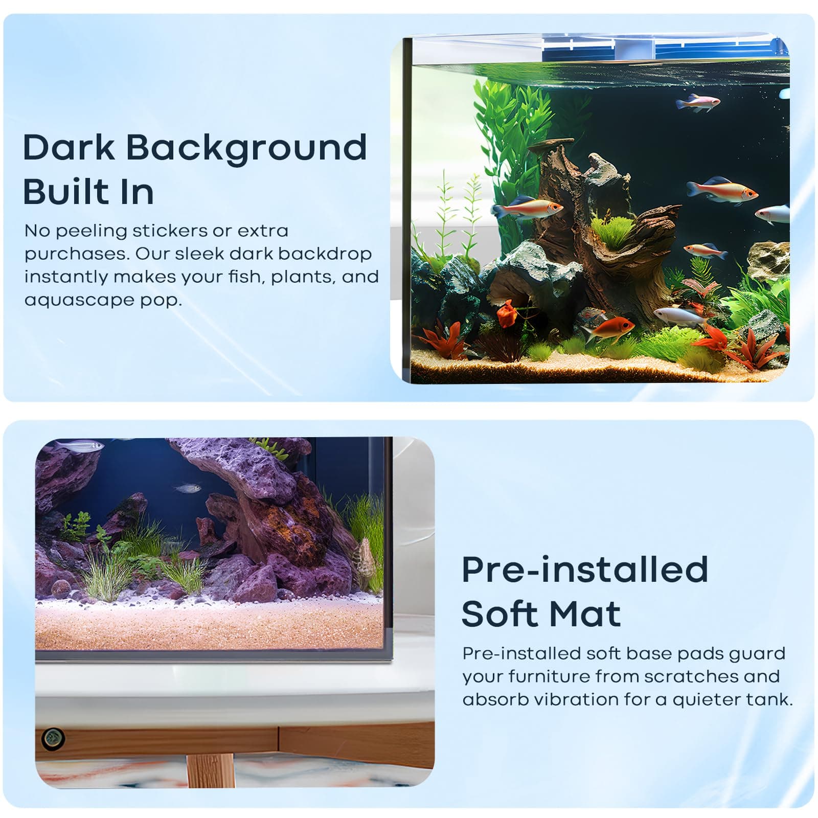 3 Gallon Glass Fish Tank Cube, Small Aquarium Fish Bowl for Betta Goldfish Snail - Thumbnail 6