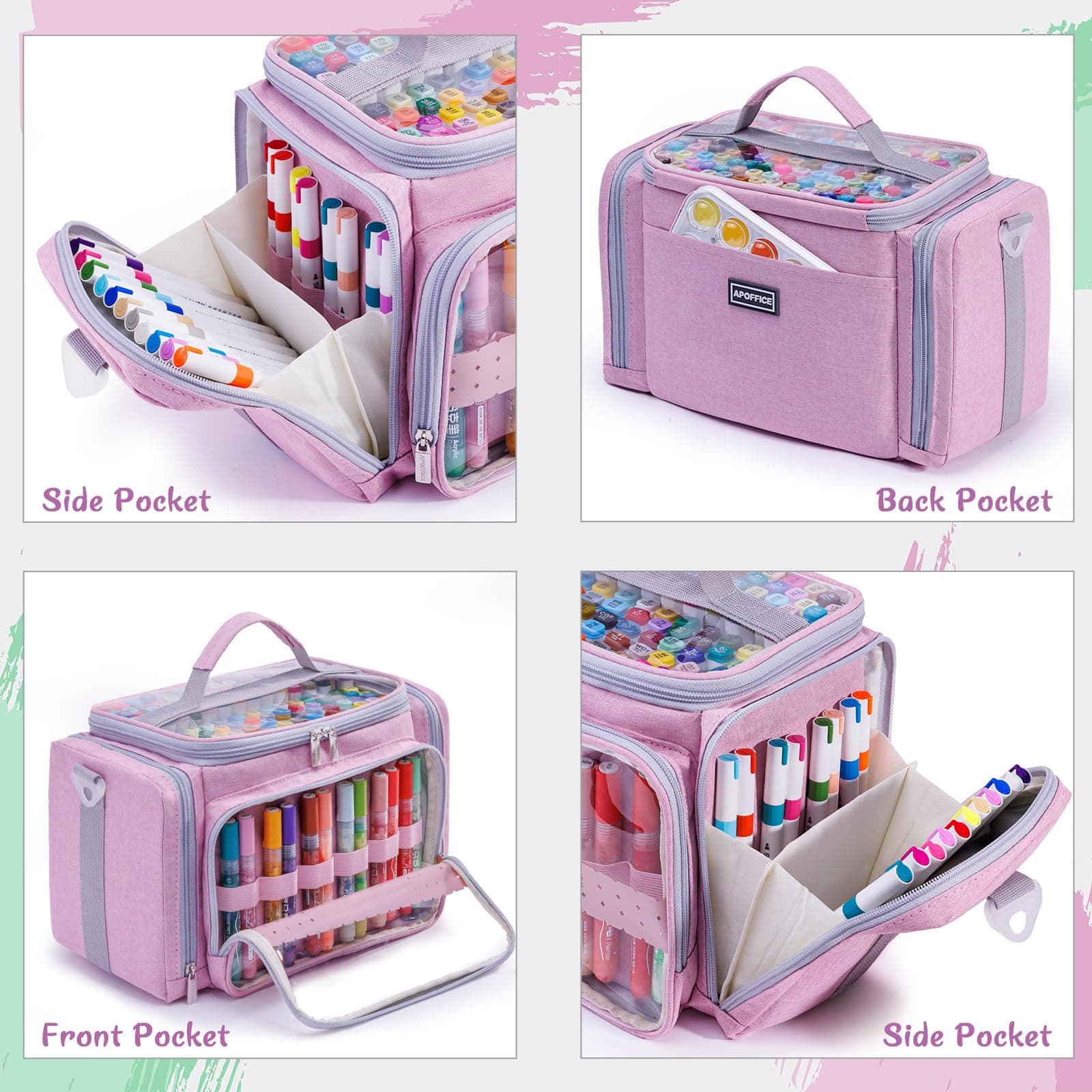 APOFFICE Marker Storage Organizer Case for 180–300 Markers – Large Marker Holder - Thumbnail 4