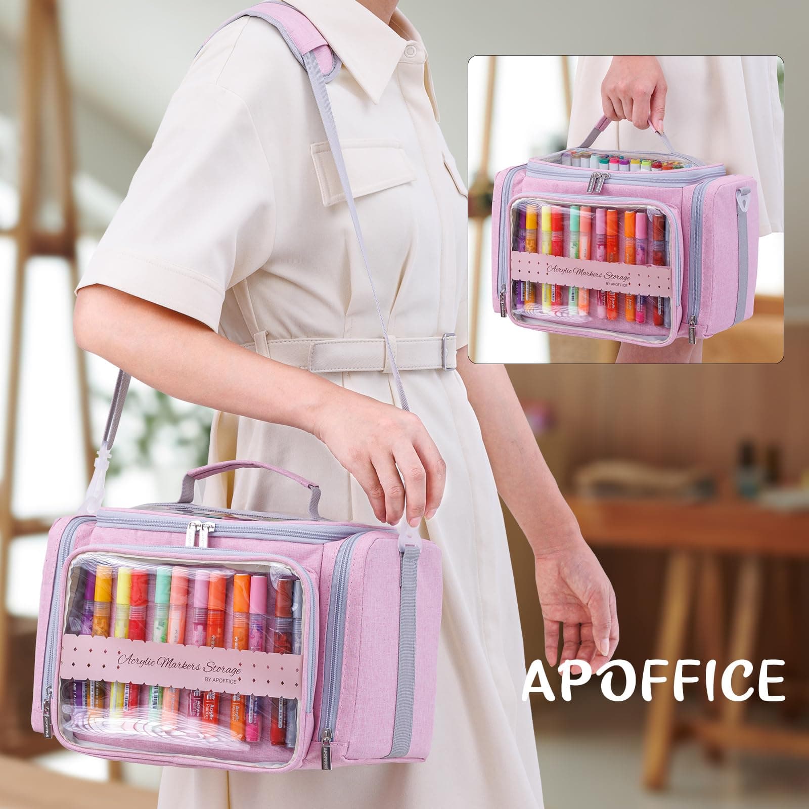 APOFFICE Marker Storage Organizer Case for 180–300 Markers – Large Marker Holder - Thumbnail 6