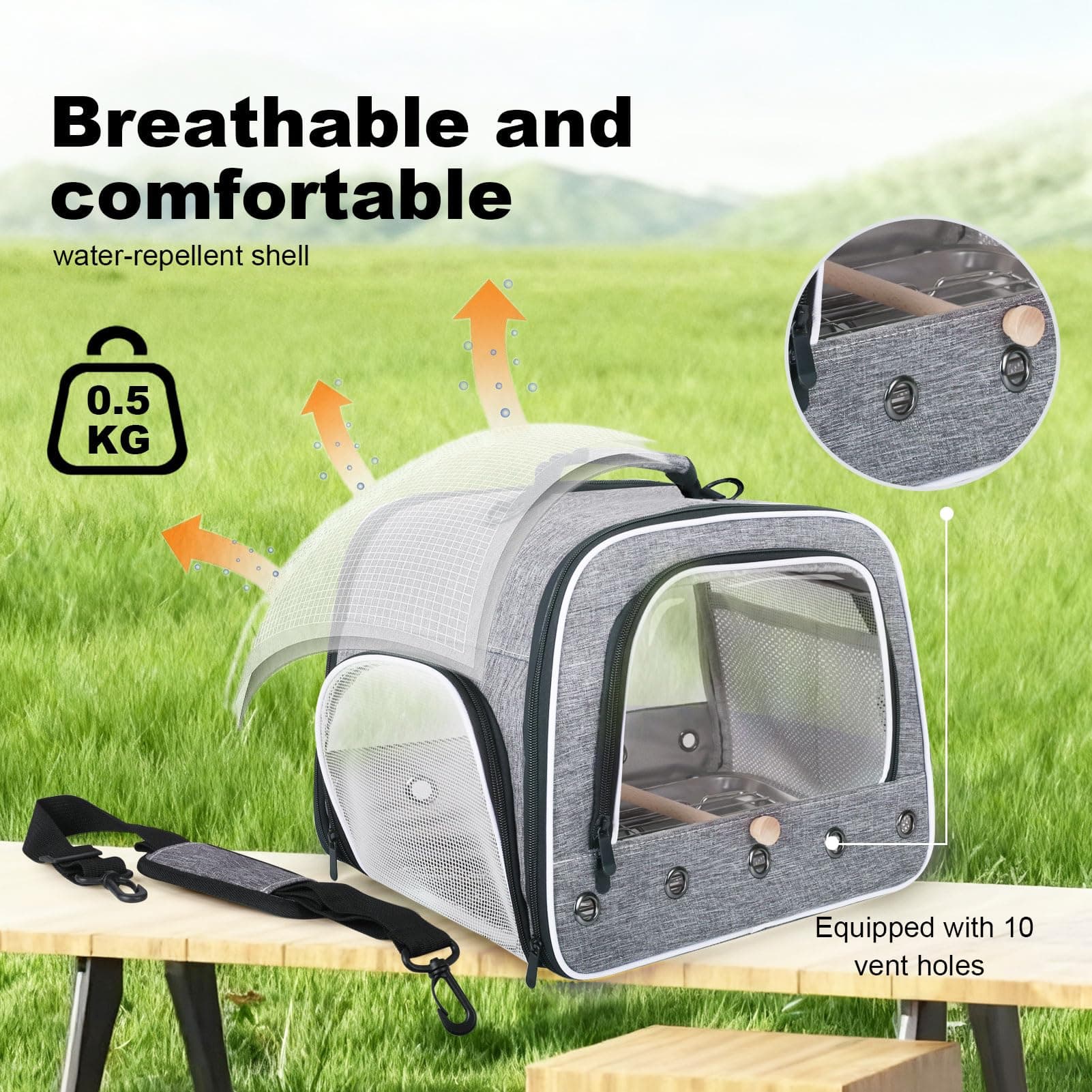 halinfer Bird Carry Carrier to Transport Large Size Parrot, Portable Bag with Me - Thumbnail 4