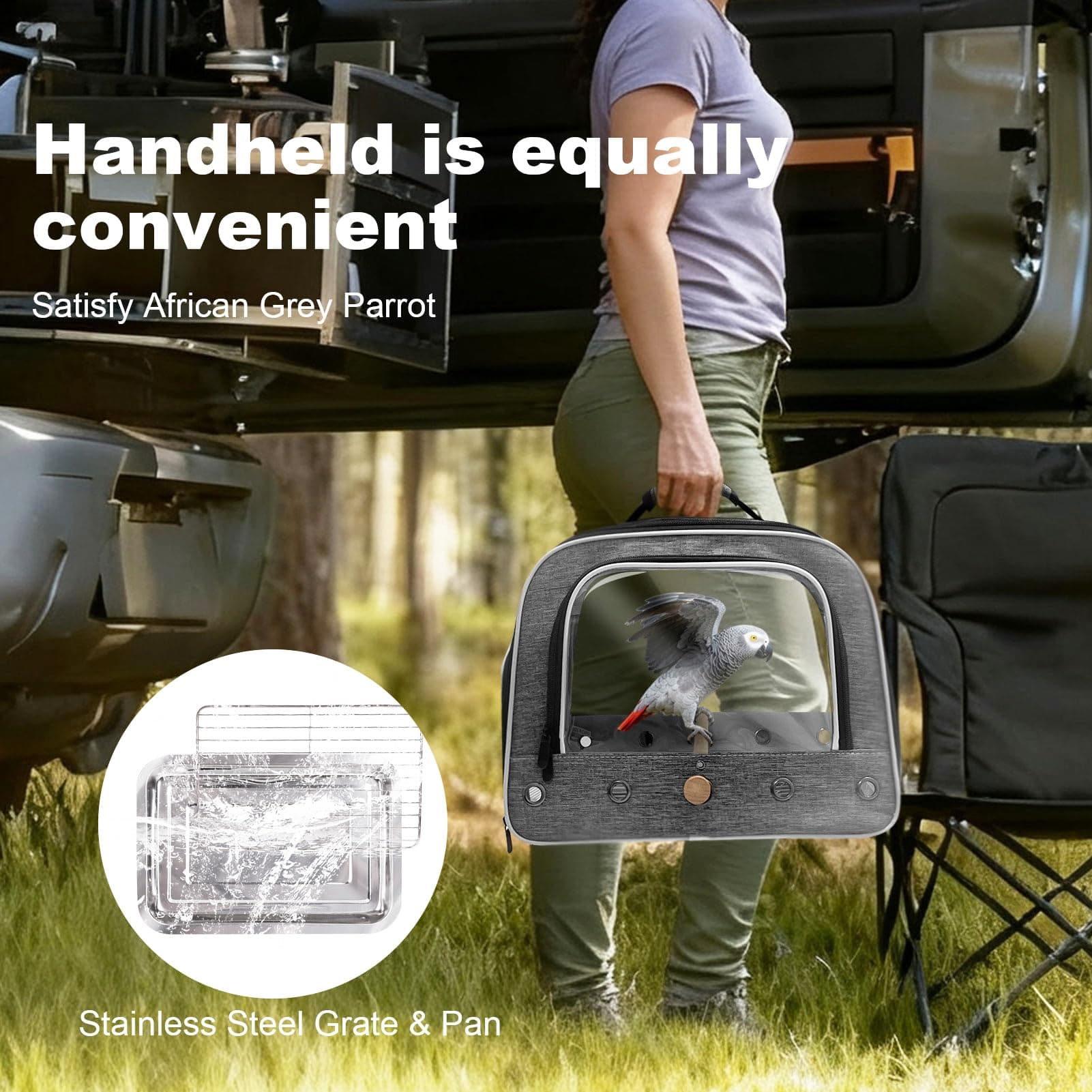 halinfer Bird Carry Carrier to Transport Large Size Parrot, Portable Bag with Me - Thumbnail 5