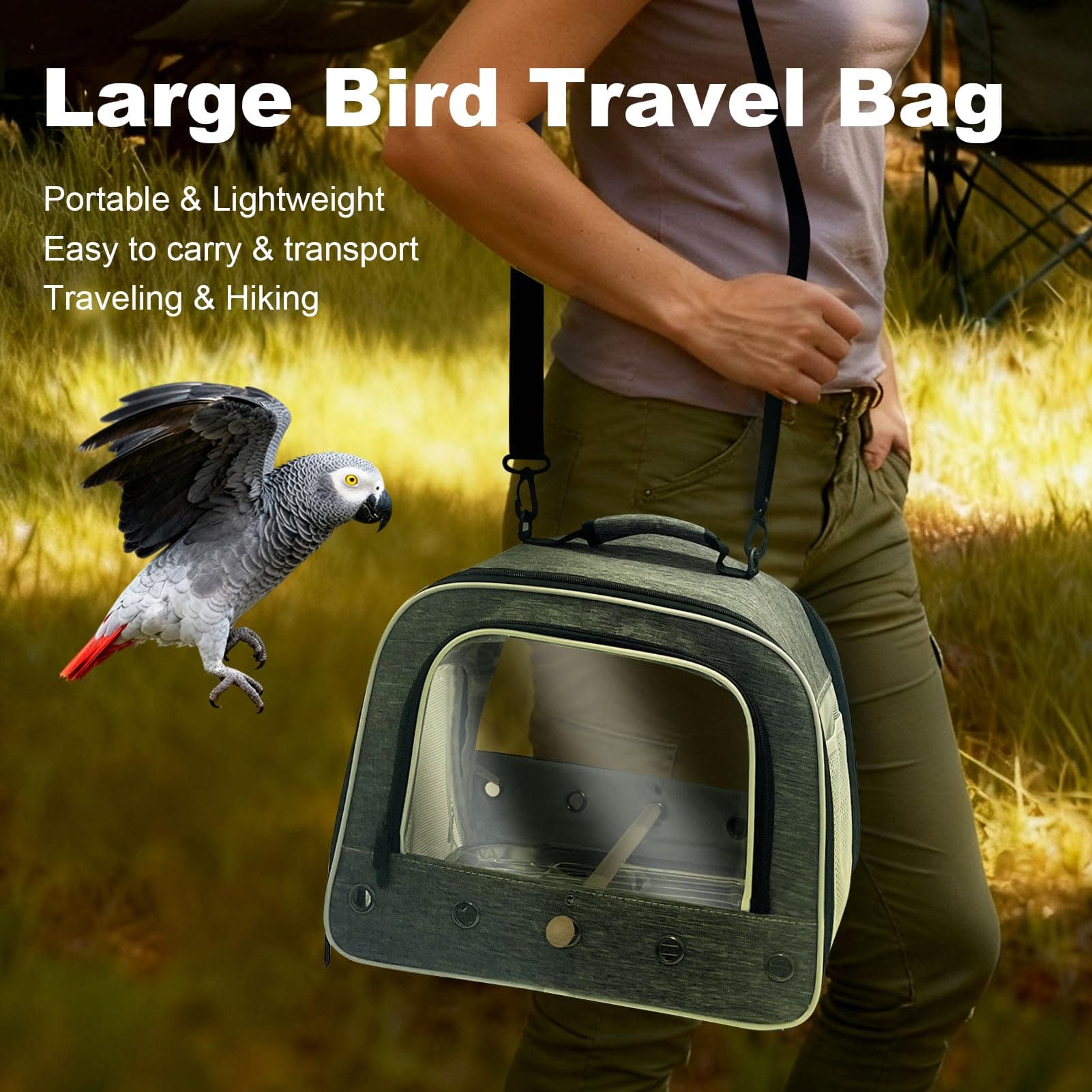 halinfer Bird Carry Carrier to Transport Large Size Parrot, Portable Bag with Me - Thumbnail 7