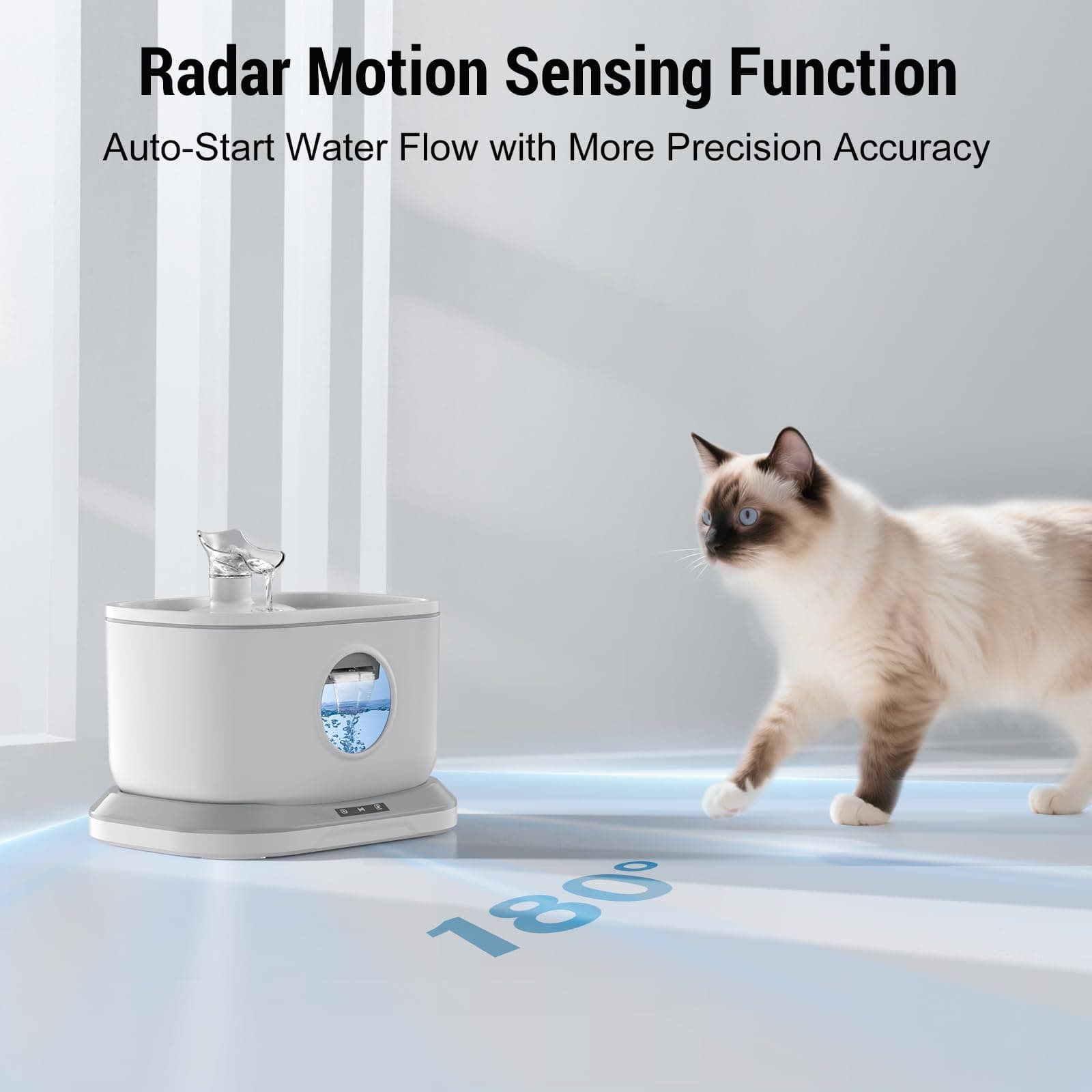 Wireless Cat Water Fountain Battery Operated 2.6L Pet Fountain Motion Sensor BPA - Thumbnail 2