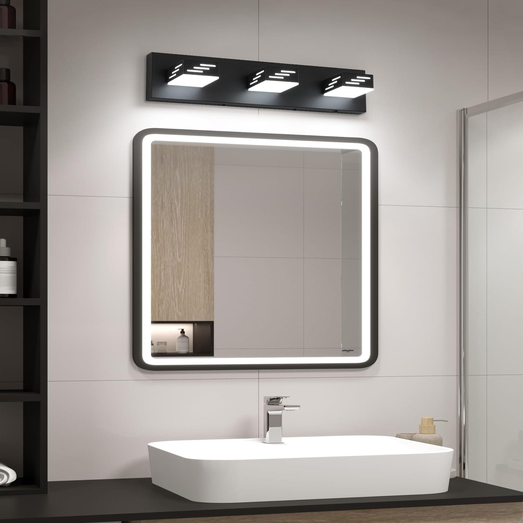 Joosenhouse 3-Light Black Bathroom Vanity Light 5CCT Dimmable LED Mirror Lightin - Thumbnail 8