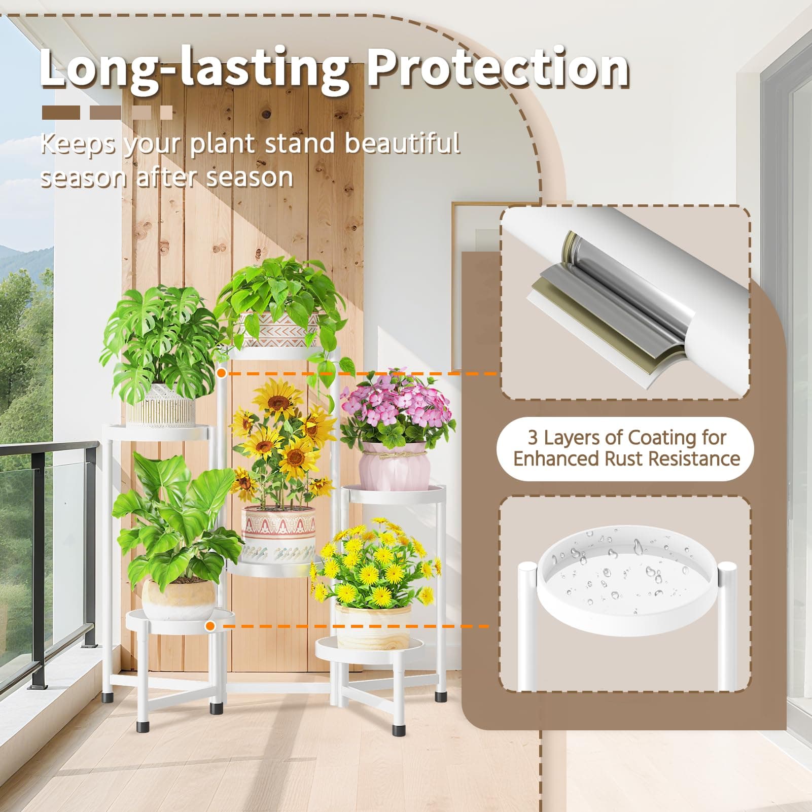 LASZOLA 6 Tiered Folding Tall Plant Stand Indoor for Multiple Large Planter, Hea - Thumbnail 4