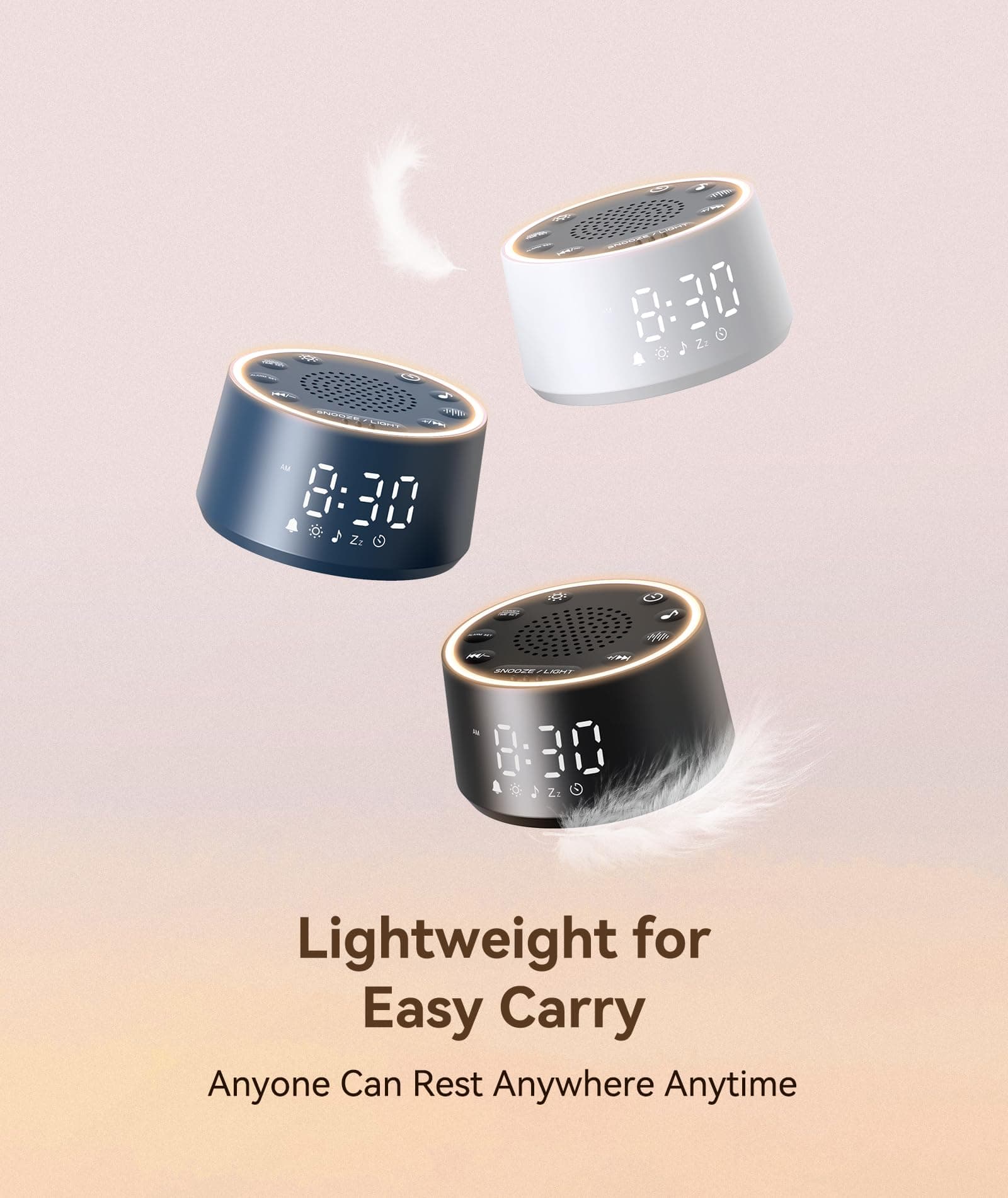 Dreamegg Sound Machine & Alarm Clock - White Noise Machine with 7 Wake-Up Sounds - Thumbnail 7