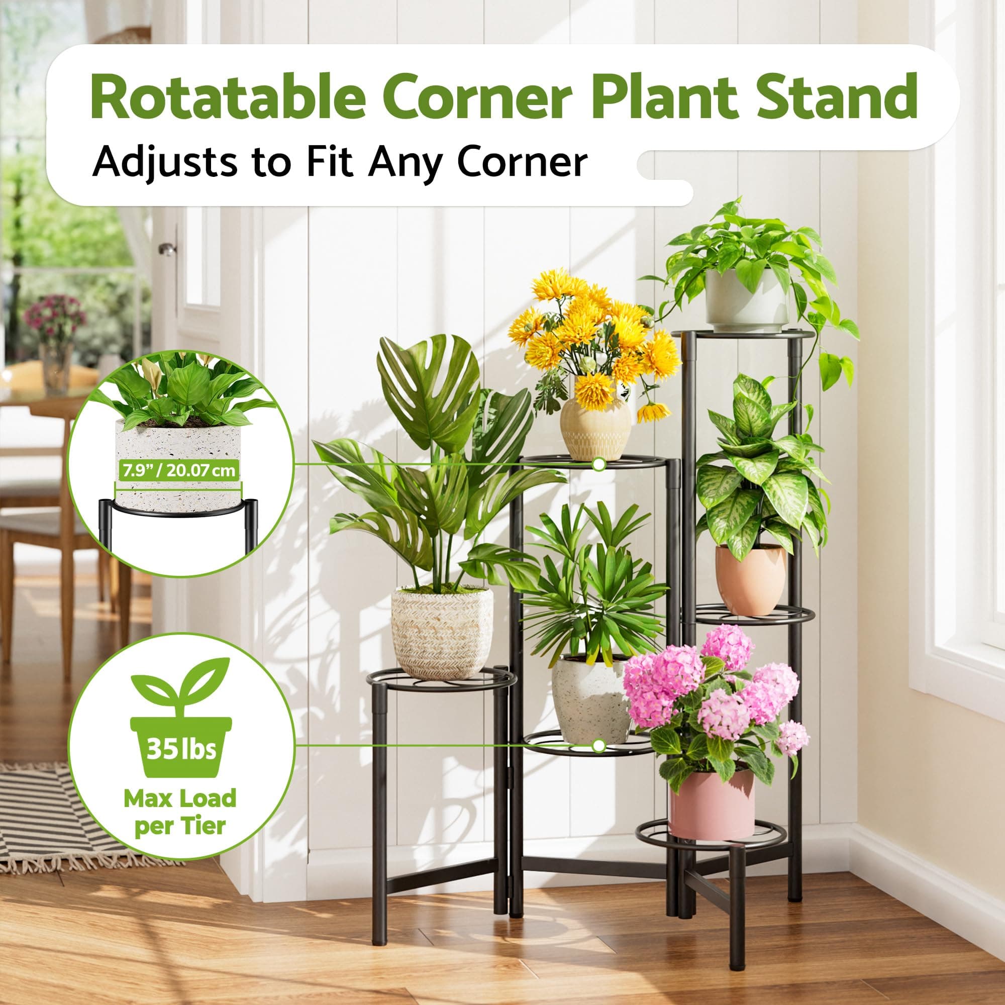 NQW Outdoor Plant Stands for Patio Corner Tall Plant Stand Indoor Metal Flower P - Thumbnail 2