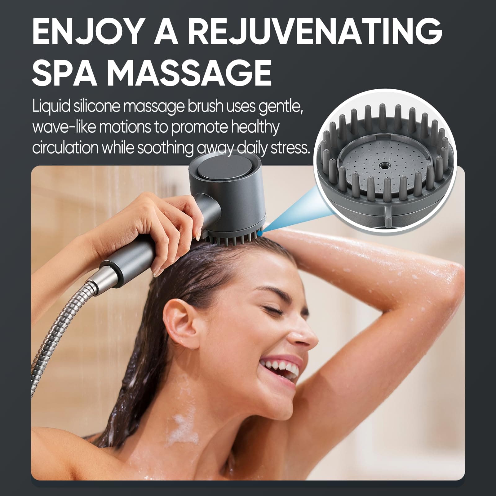 Cobbe Ion Drops Filtered Shower Head with Handheld, High Pressure 5 Spray Mode S - Thumbnail 4