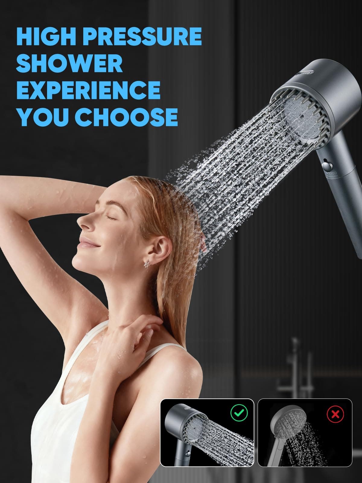 Cobbe Ion Drops Filtered Shower Head with Handheld, High Pressure 5 Spray Mode S - Thumbnail 8