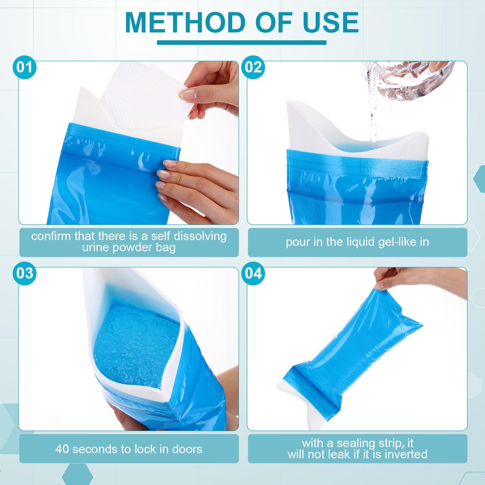 Colingmill 120 Pcs Disposable Urine Bag 700 ml Pee Bags for Travel for Women/Men - Thumbnail 3