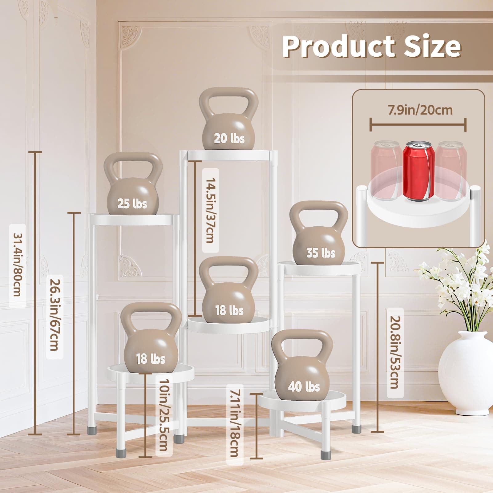 LASZOLA 6 Tiered Folding Tall Plant Stand Indoor for Multiple Large Planter, Hea - Thumbnail 6