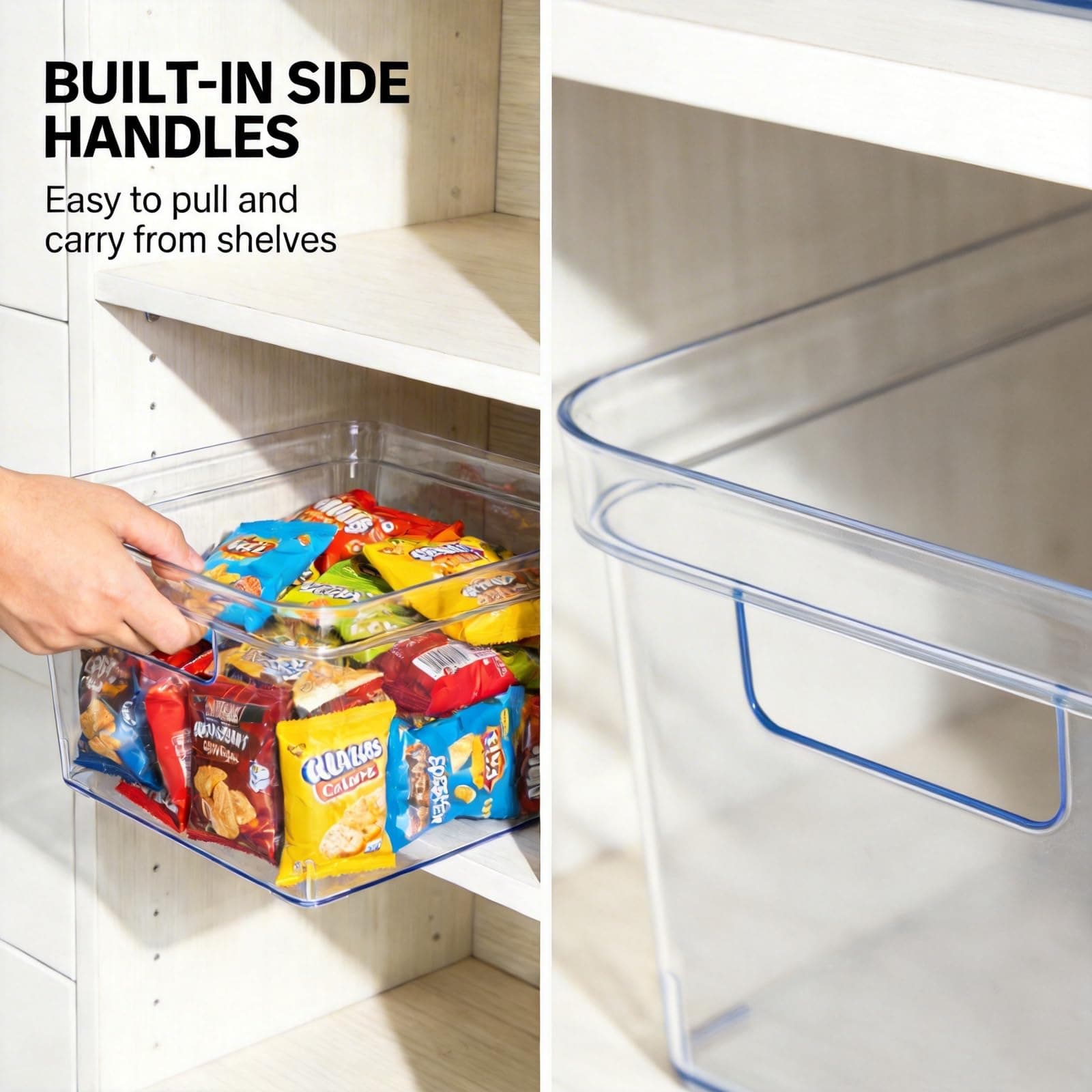 MOONEDGE 6-Pack Clear Plastic Storage Bins — Open-Top PET Storage Containers & O - Thumbnail 8