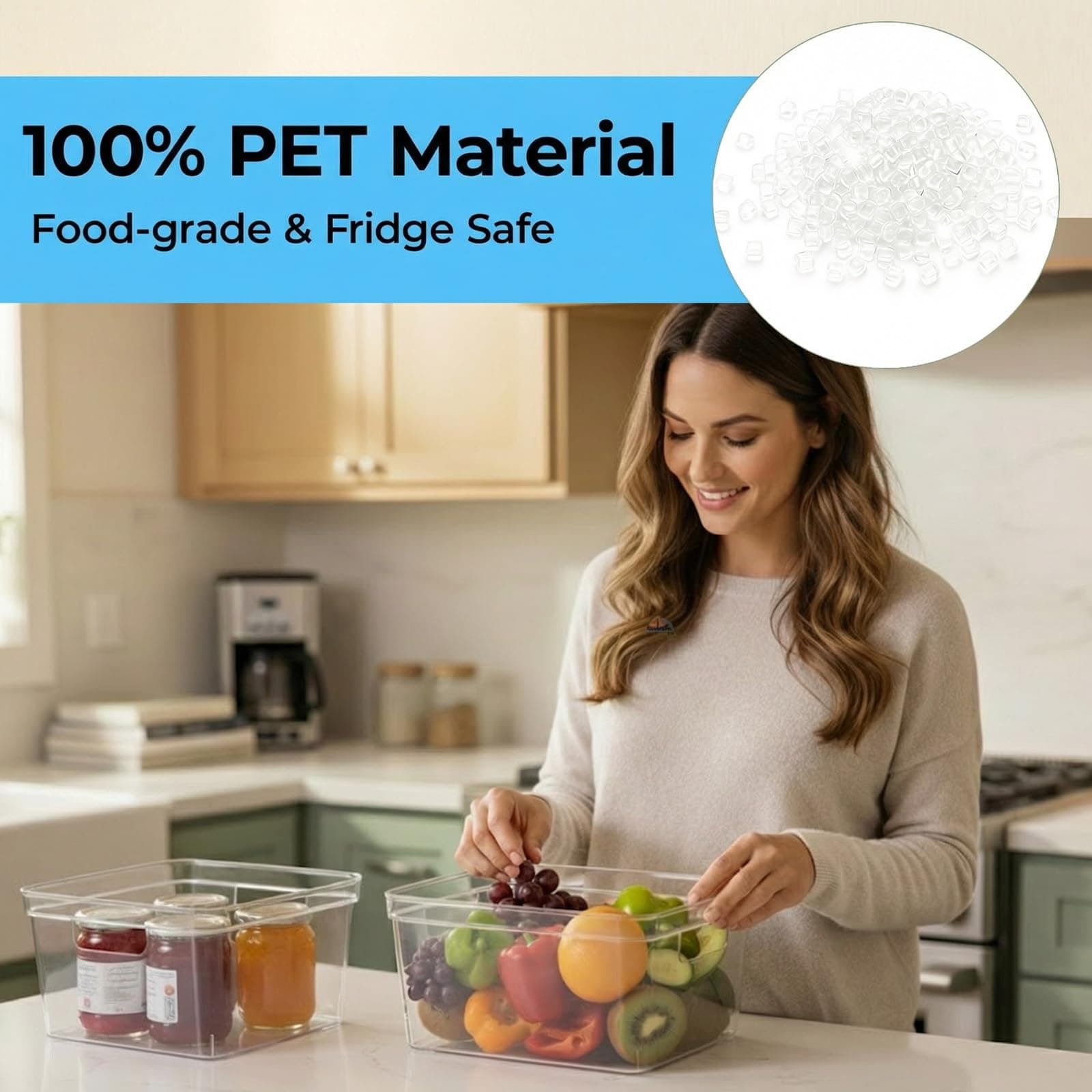 MOONEDGE 6-Pack Clear Plastic Storage Bins — Open-Top PET Storage Containers & O - Thumbnail 7