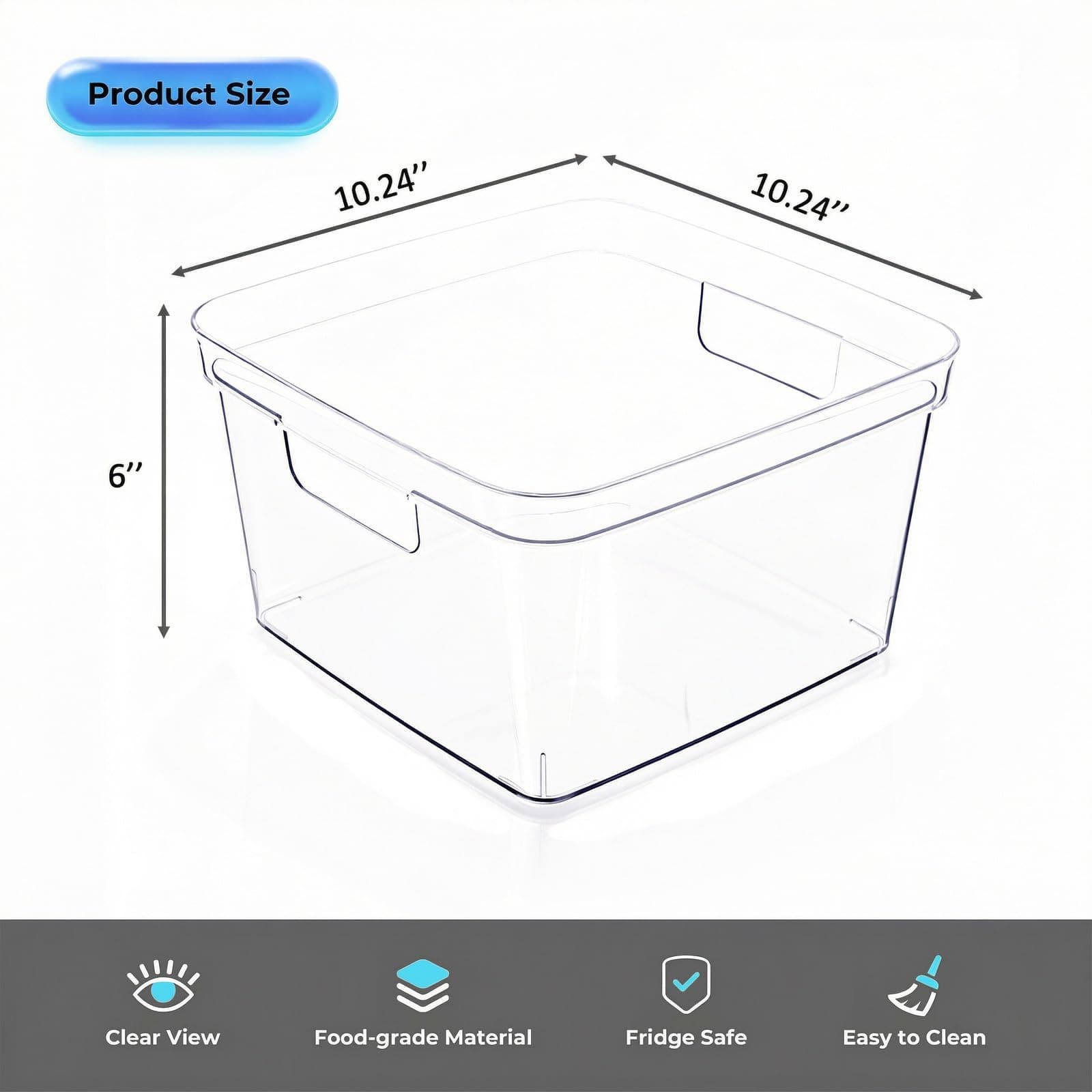 MOONEDGE 6-Pack Clear Plastic Storage Bins — Open-Top PET Storage Containers & O - Thumbnail 9
