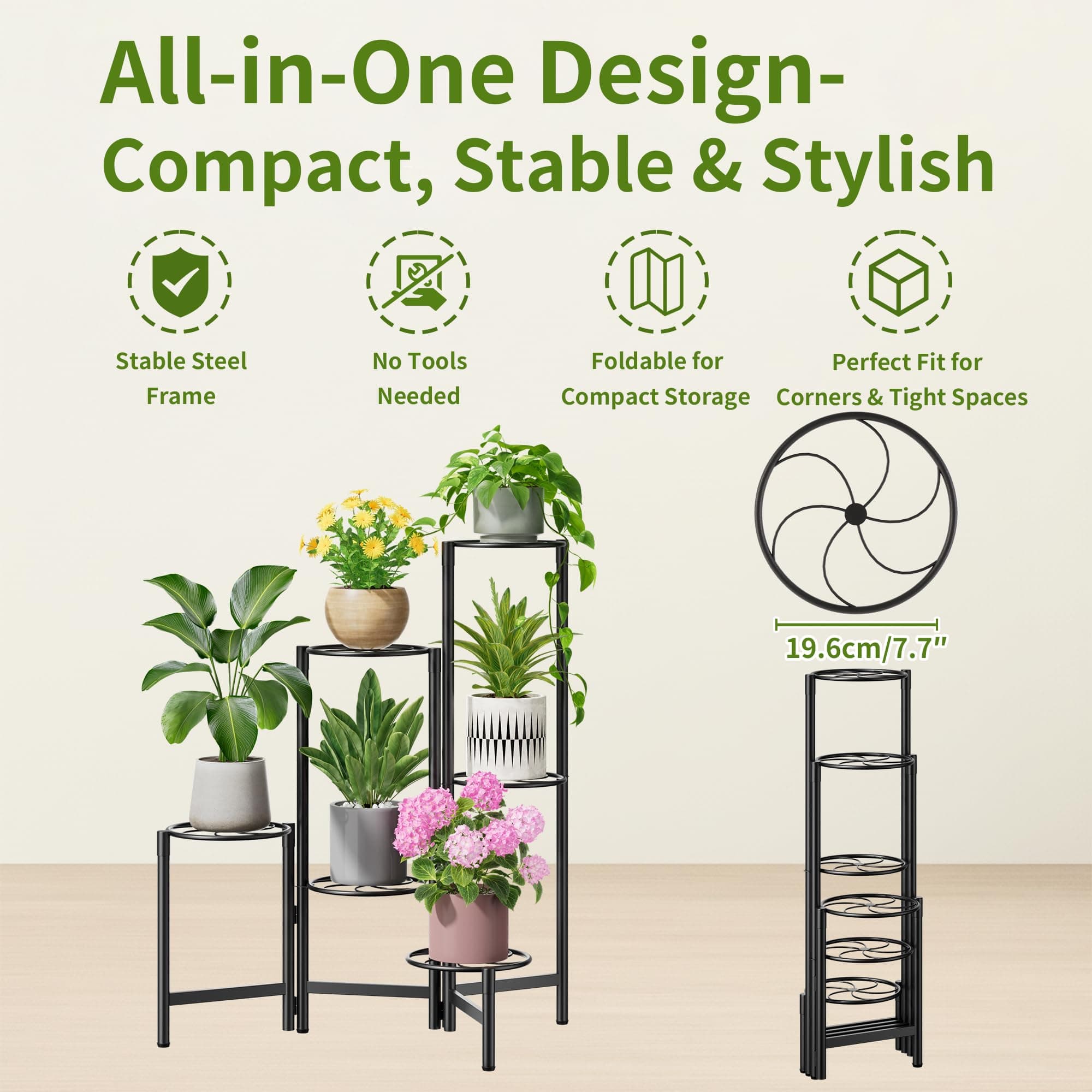 NQW Outdoor Plant Stands for Patio Corner Tall Plant Stand Indoor Metal Flower P - Thumbnail 5