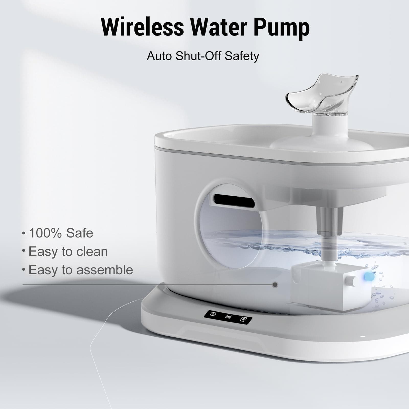 Wireless Cat Water Fountain Battery Operated 2.6L Pet Fountain Motion Sensor BPA - Thumbnail 4