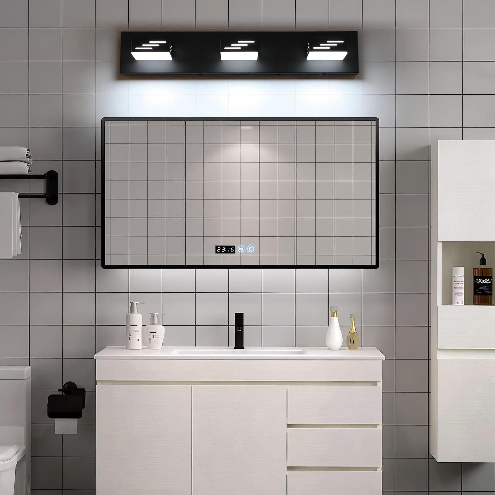 Joosenhouse 3-Light Black Bathroom Vanity Light 5CCT Dimmable LED Mirror Lightin - Thumbnail 7