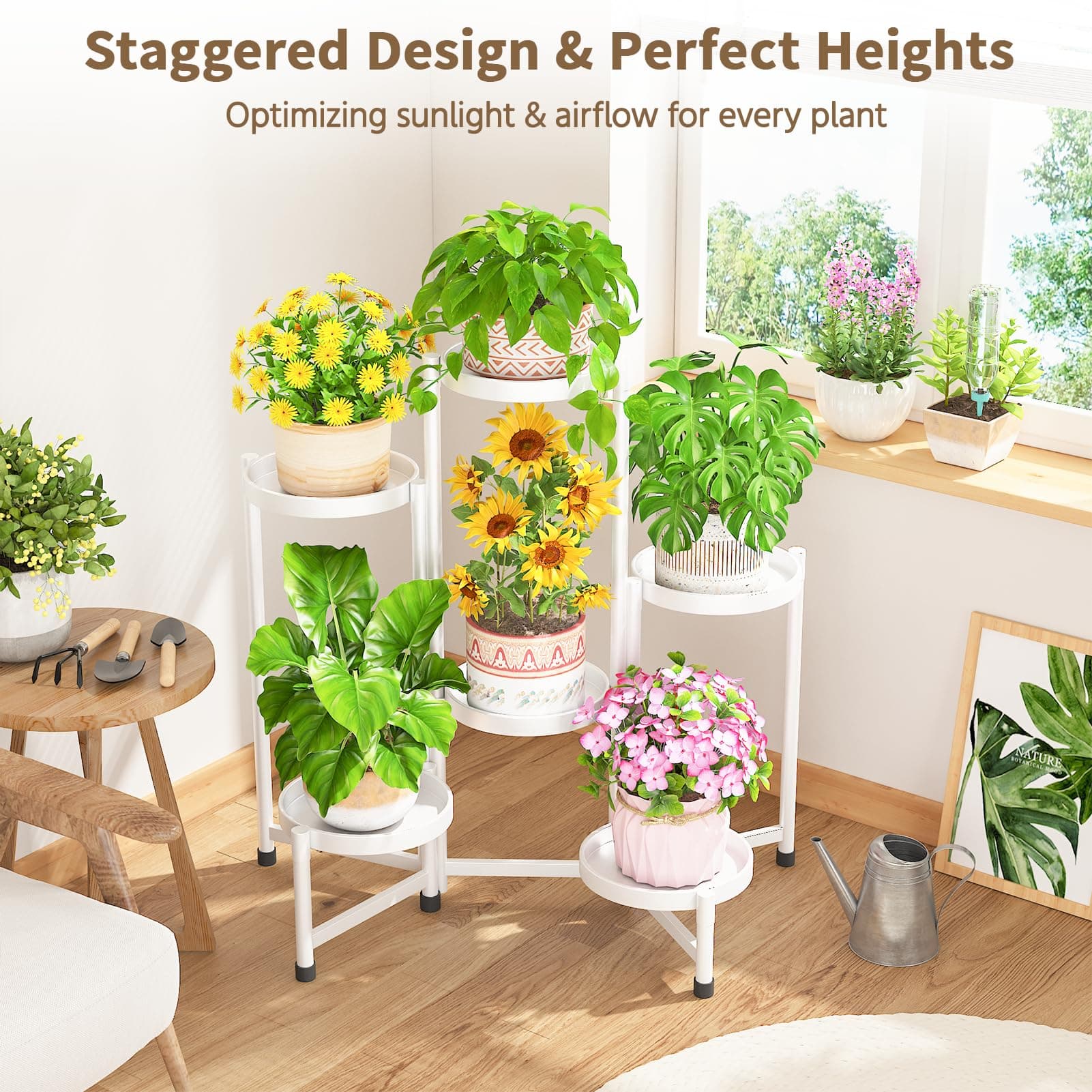 LASZOLA 6 Tiered Folding Tall Plant Stand Indoor for Multiple Large Planter, Hea - Thumbnail 7