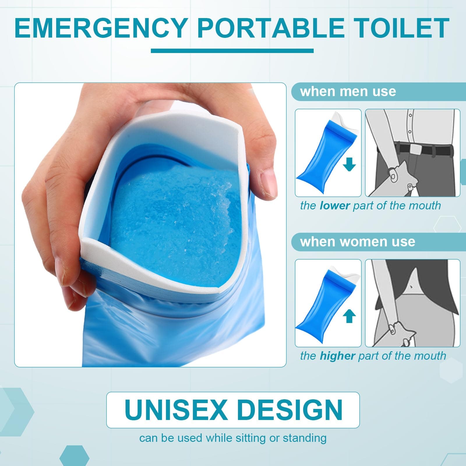 Colingmill 120 Pcs Disposable Urine Bag 700 ml Pee Bags for Travel for Women/Men - Thumbnail 5