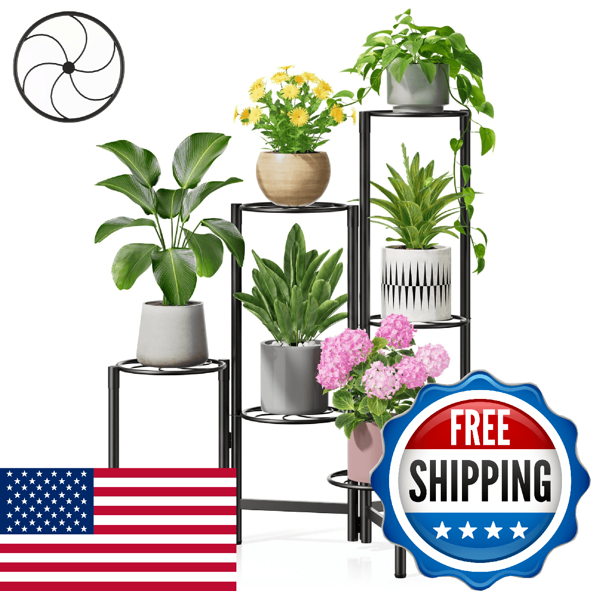NQW Outdoor Plant Stands for Patio Corner Tall Plant Stand Indoor Metal Flower P - Image 1