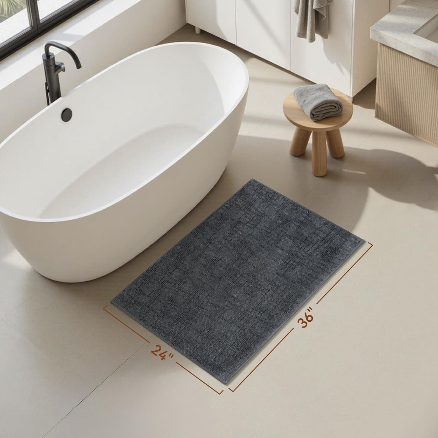 AMOAMI Bath Mat Non Slip Super Absorbent Quick Dry Bath Mats for Bathroom Floor - Thumbnail 6